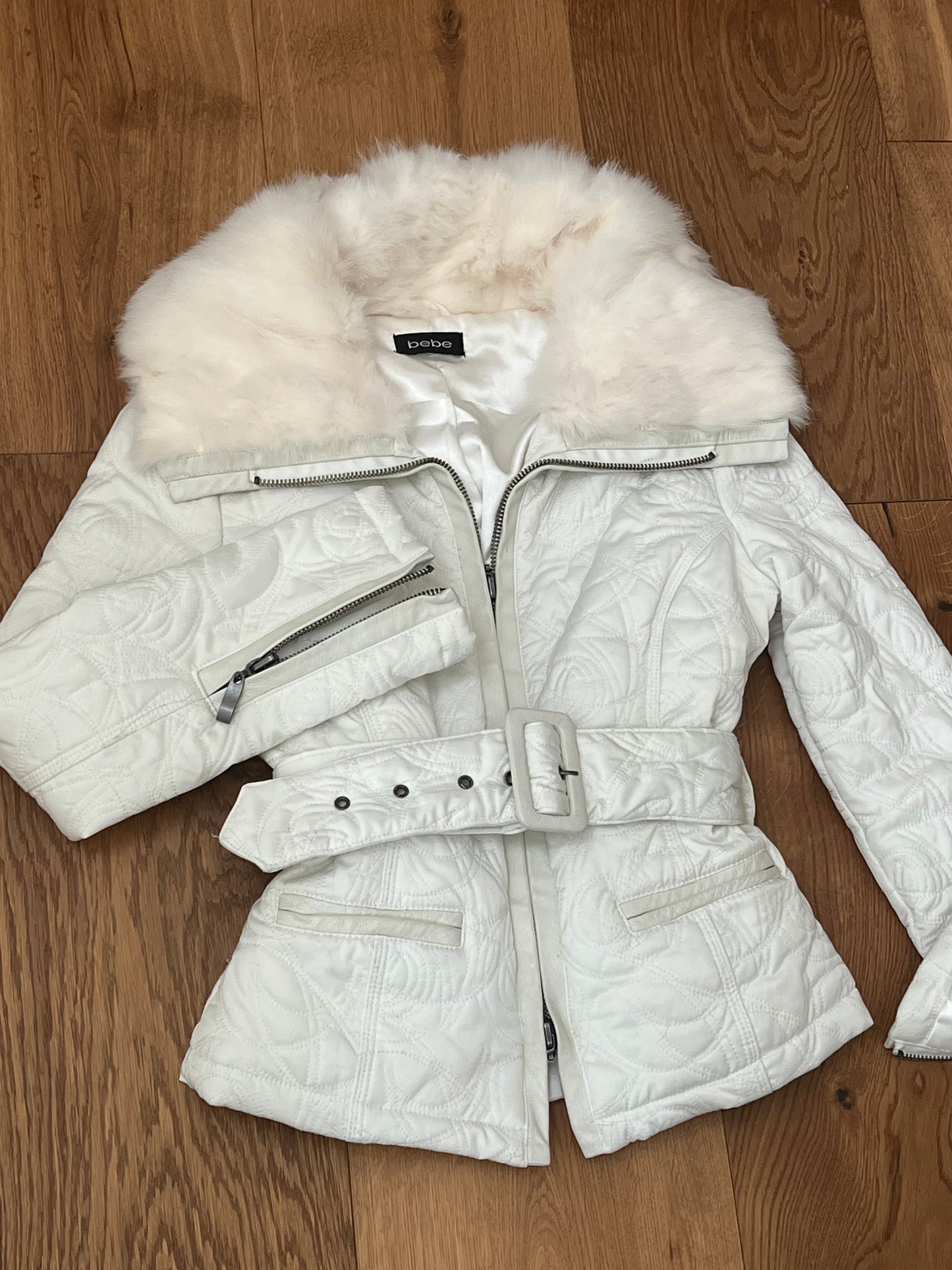 Bebe Rabbit Fur Belted Jacket
