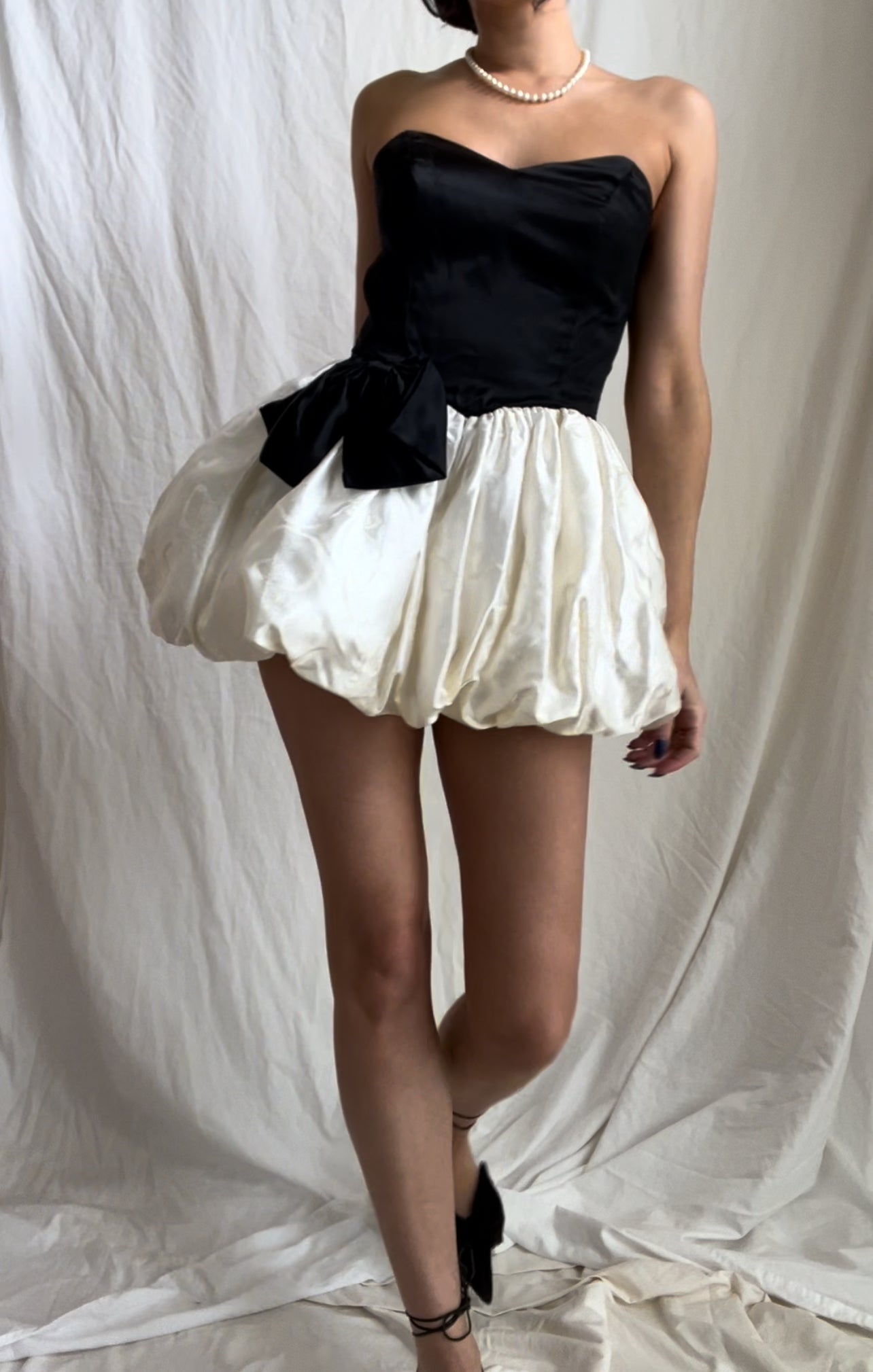 Vintage Bow Bubble Mini Dress