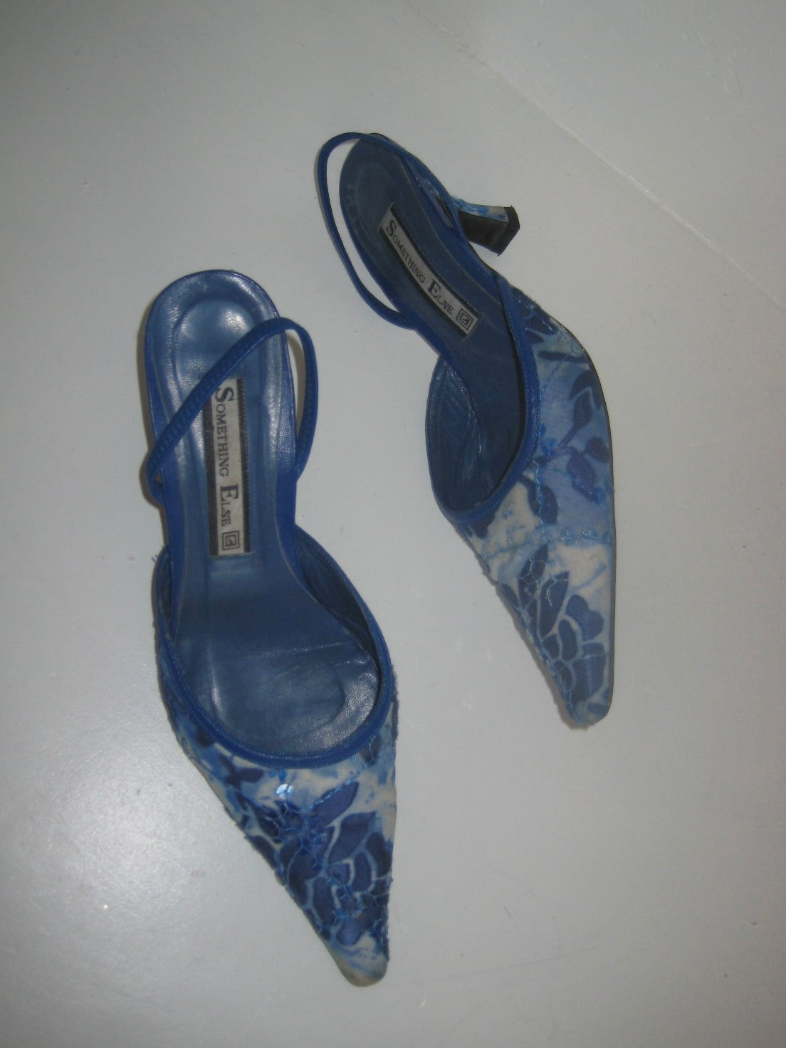Vintage Blue Sequin Slingbacks 7.5