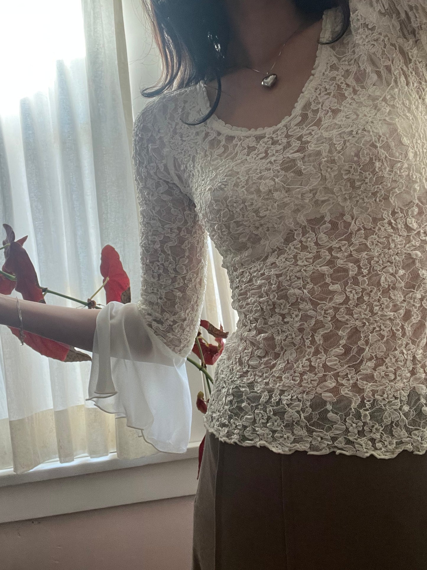Lace Bell Sleeve Blouse