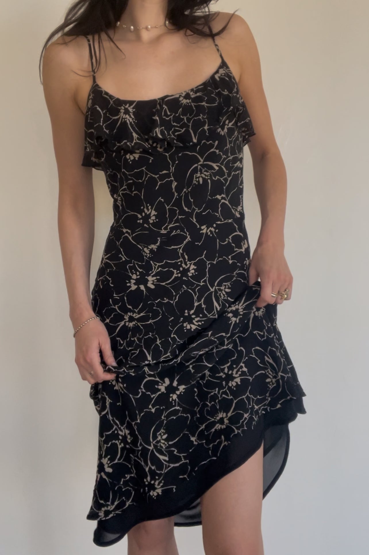 Silk Beige Blooms Dress