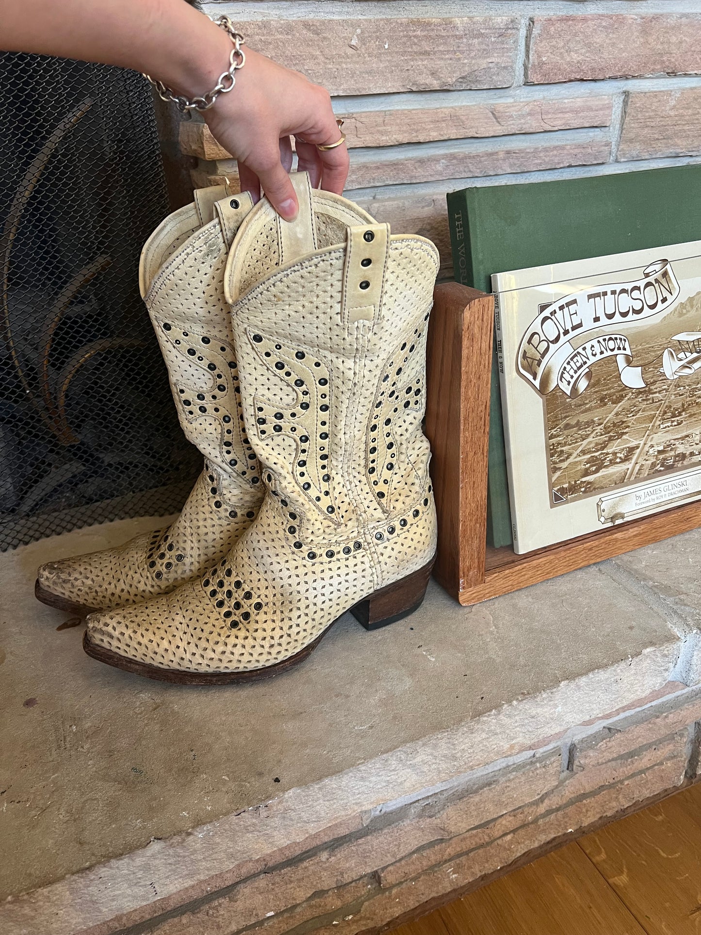 Tan Riveted Cowgirl Boots
