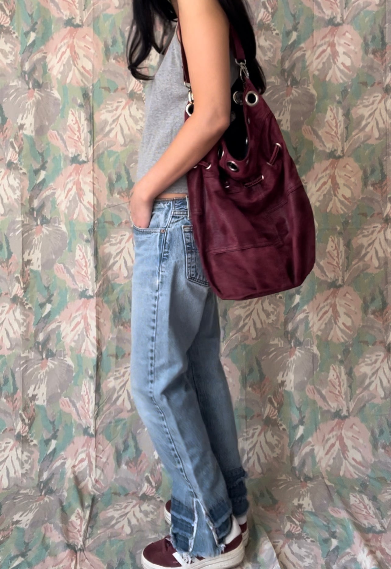 Vintage Burgundy Slouch Bag