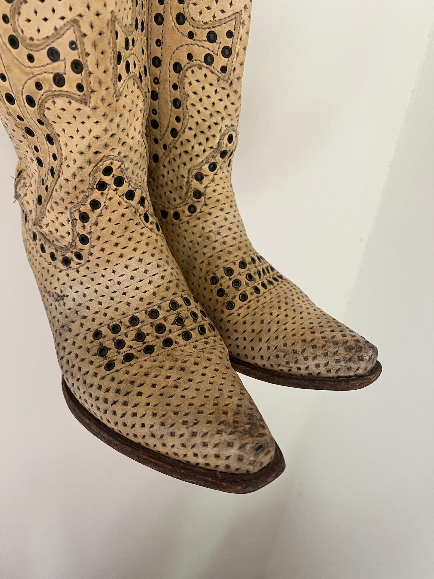 Tan Riveted Cowgirl Boots