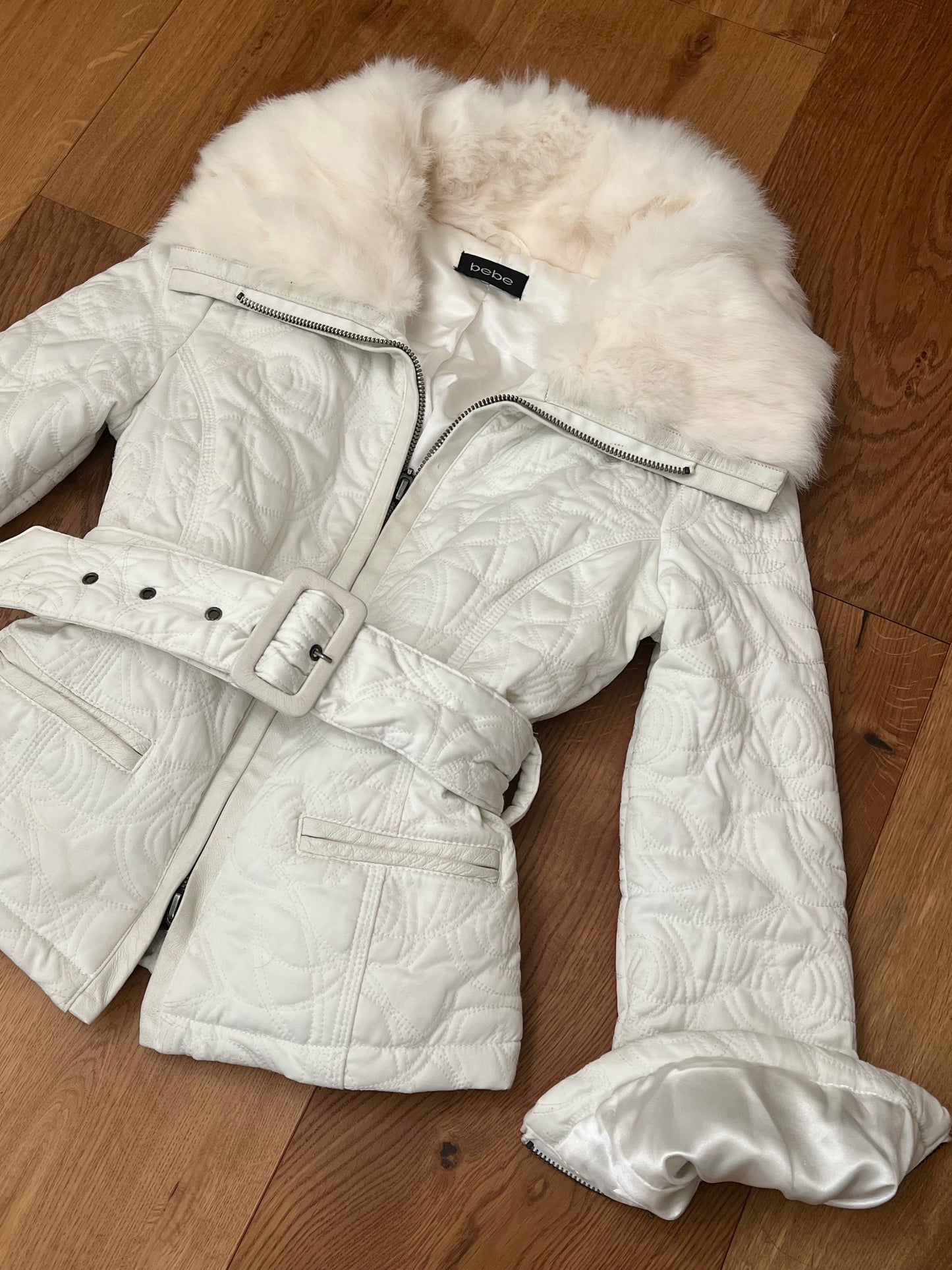 Bebe Rabbit Fur Belted Jacket
