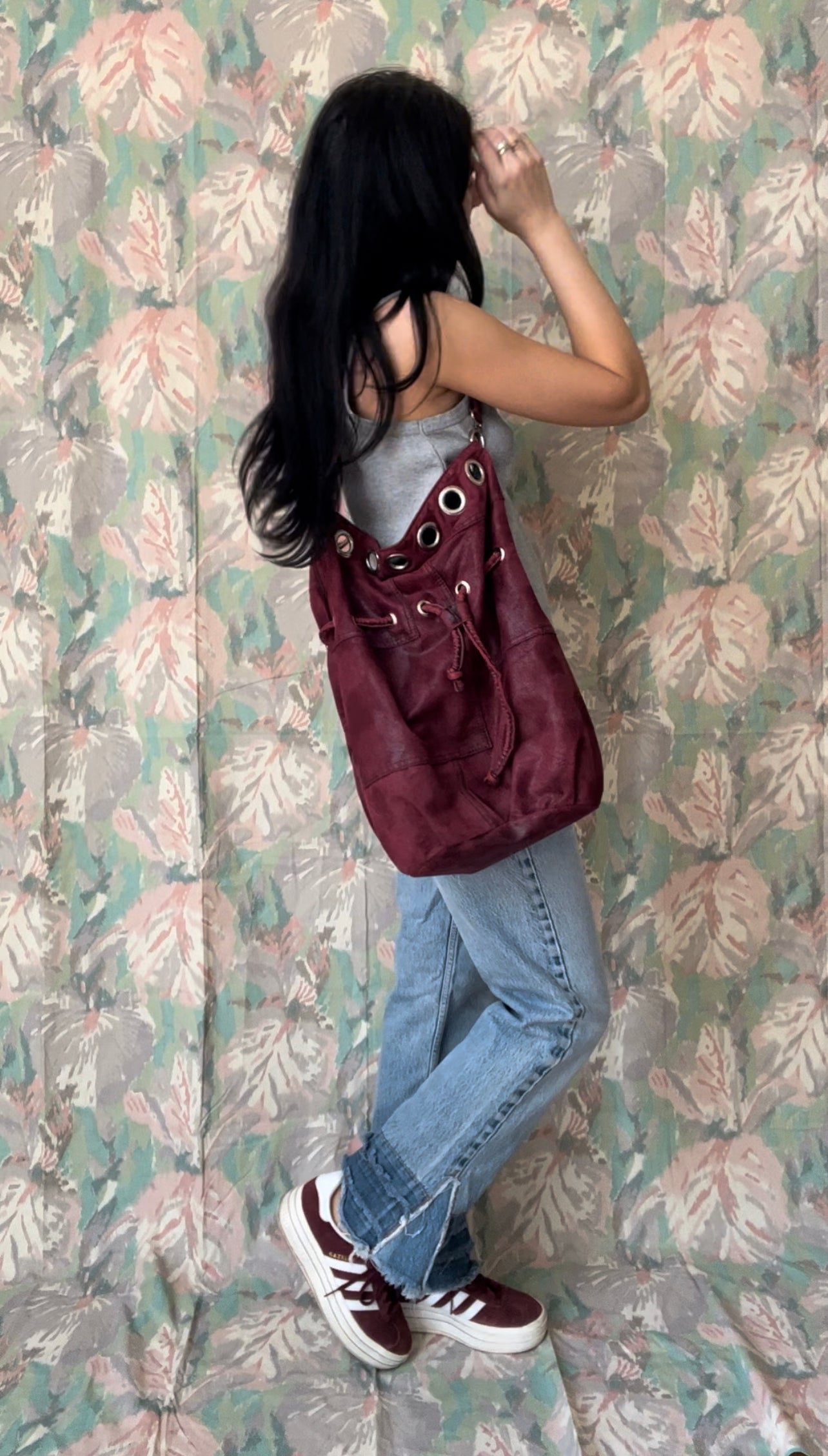 Vintage Burgundy Slouch Bag