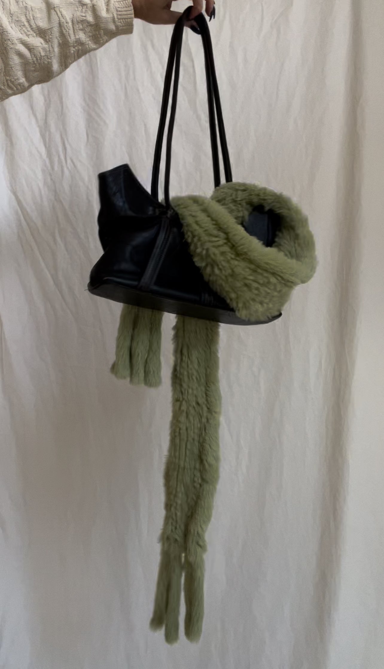 Y2K Green Fur Scarf