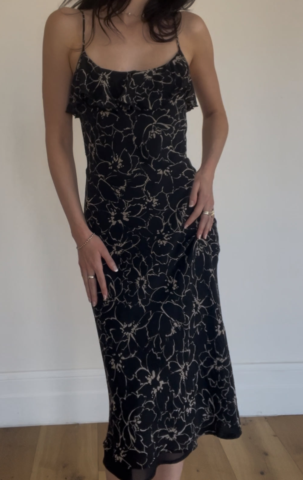 Silk Beige Blooms Dress