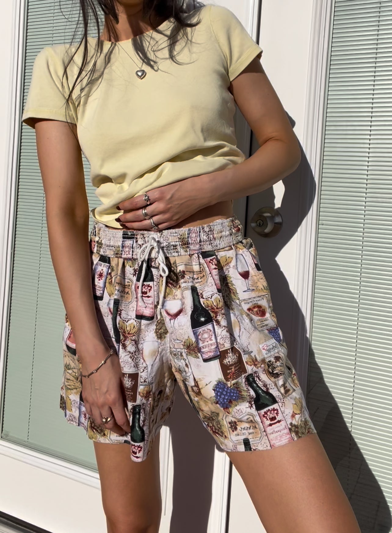 Wine Print Shorts