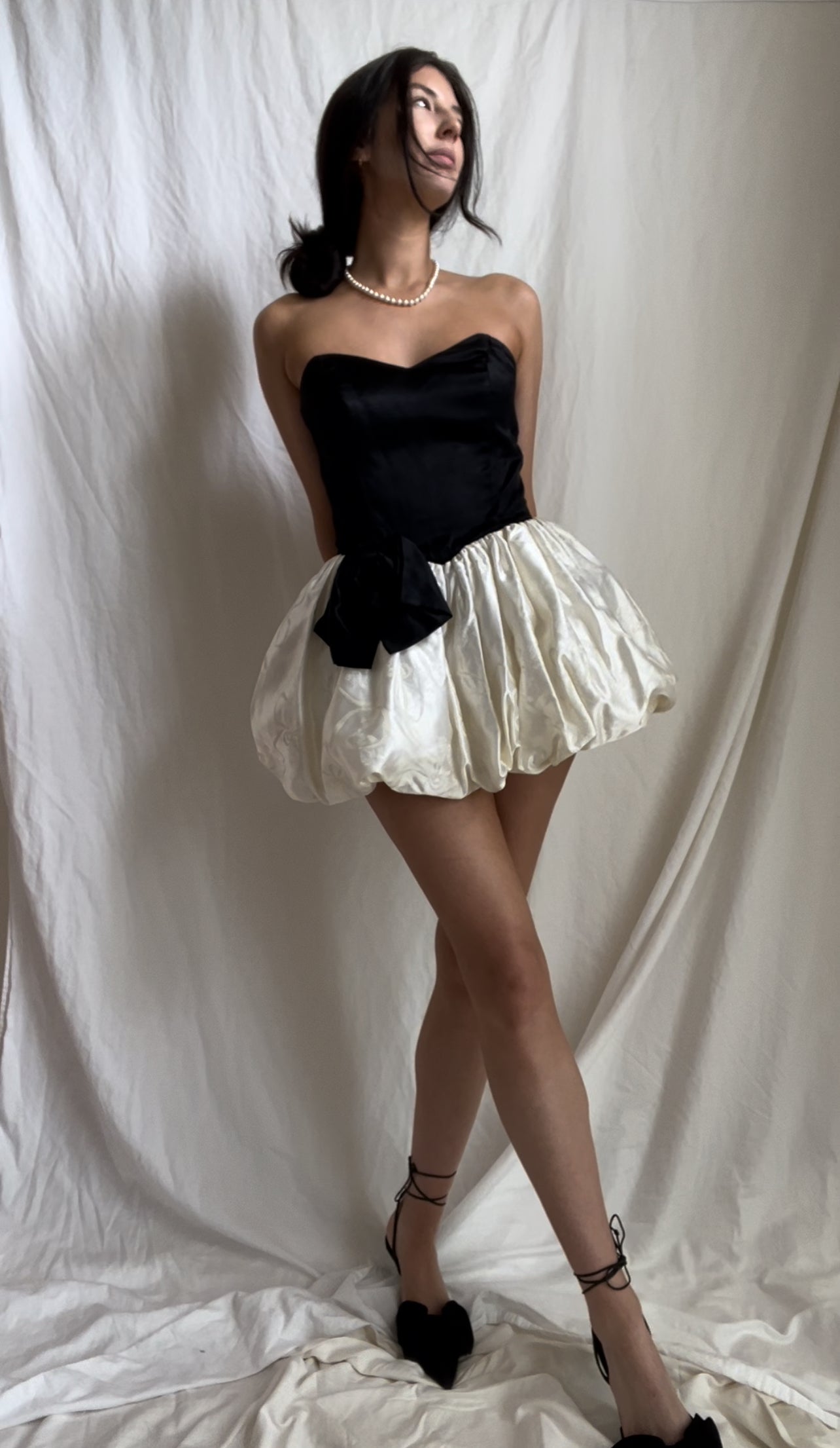 Vintage Bow Bubble Mini Dress