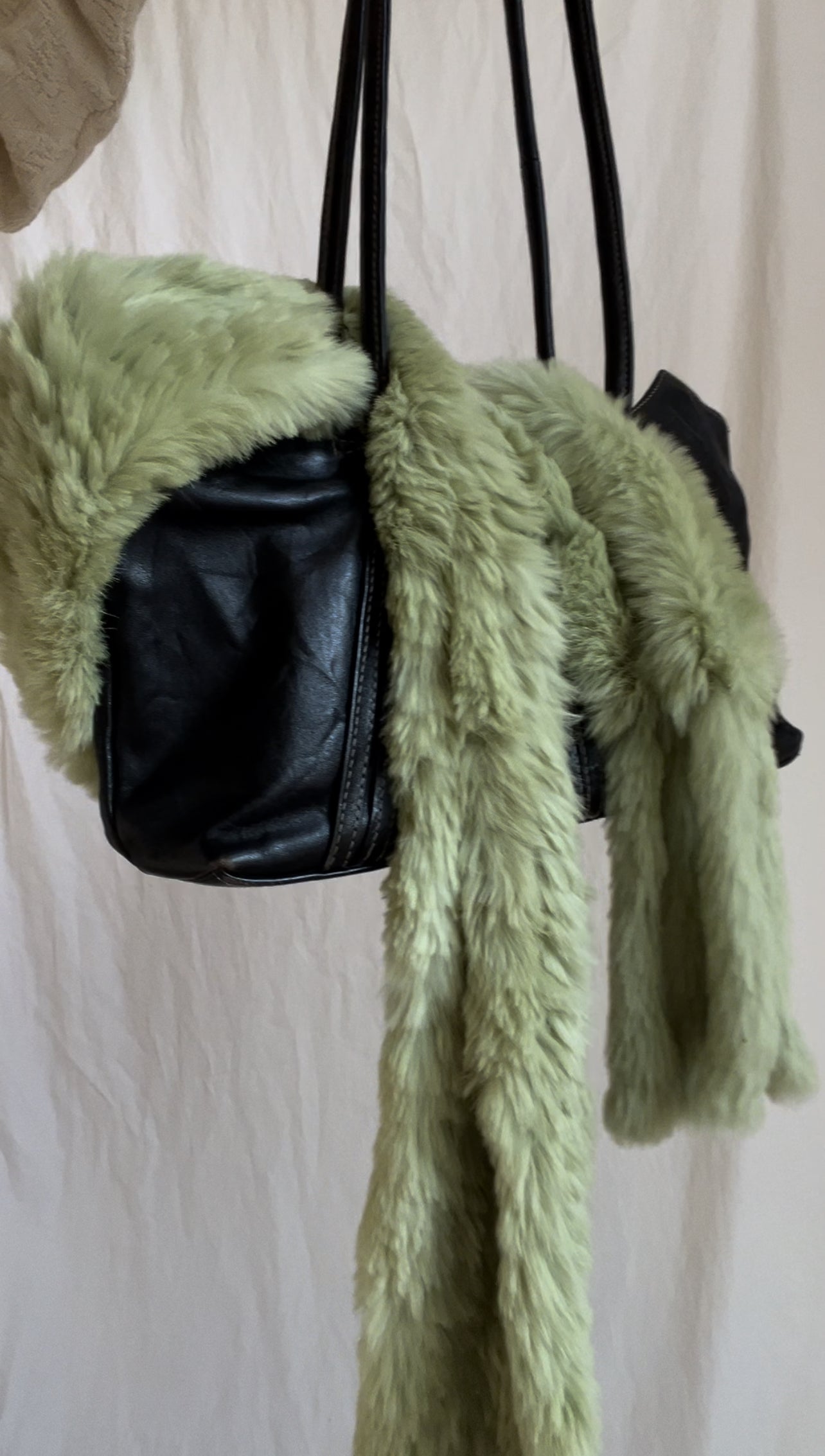 Y2K Green Fur Scarf