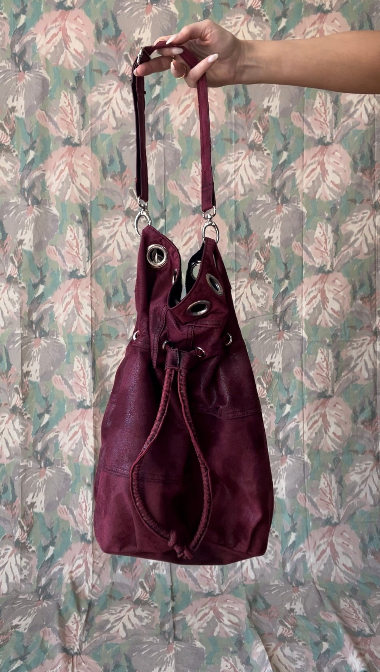 Vintage Burgundy Slouch Bag