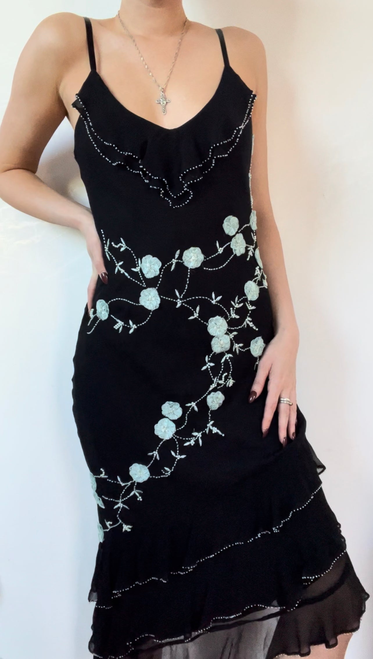 Vintage New York Flower Ruffle Dress