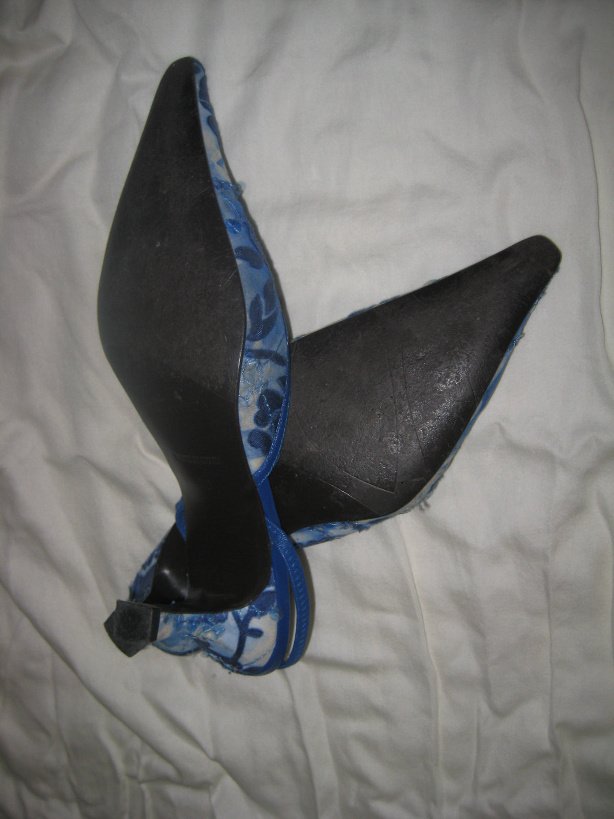 Vintage Blue Sequin Slingbacks 7.5