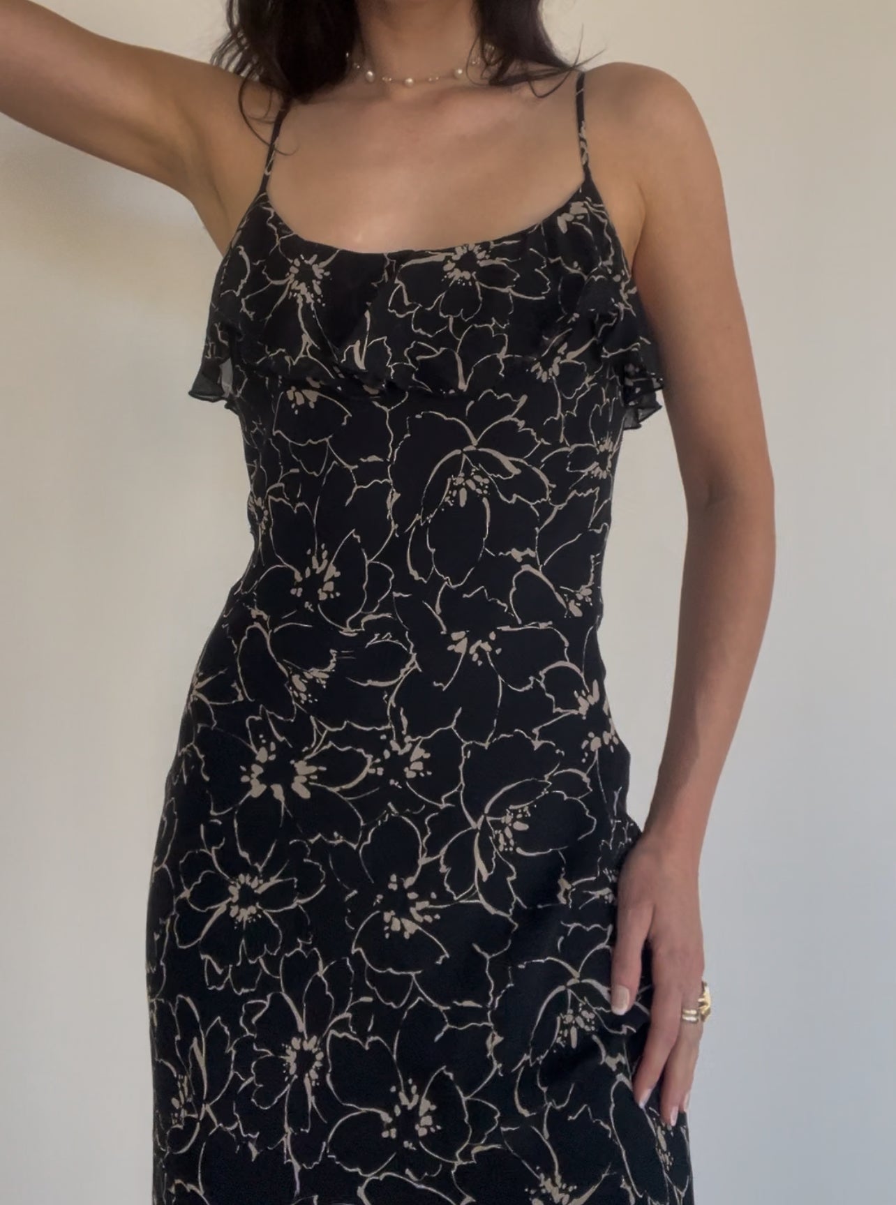 Silk Beige Blooms Dress