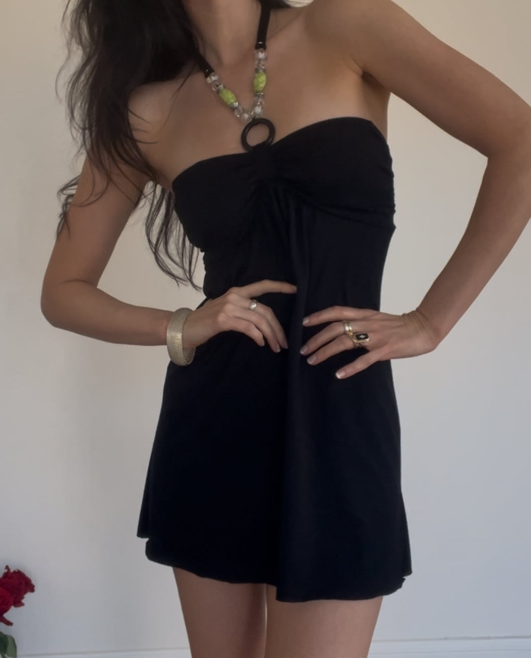Halter Beads Mini Dress