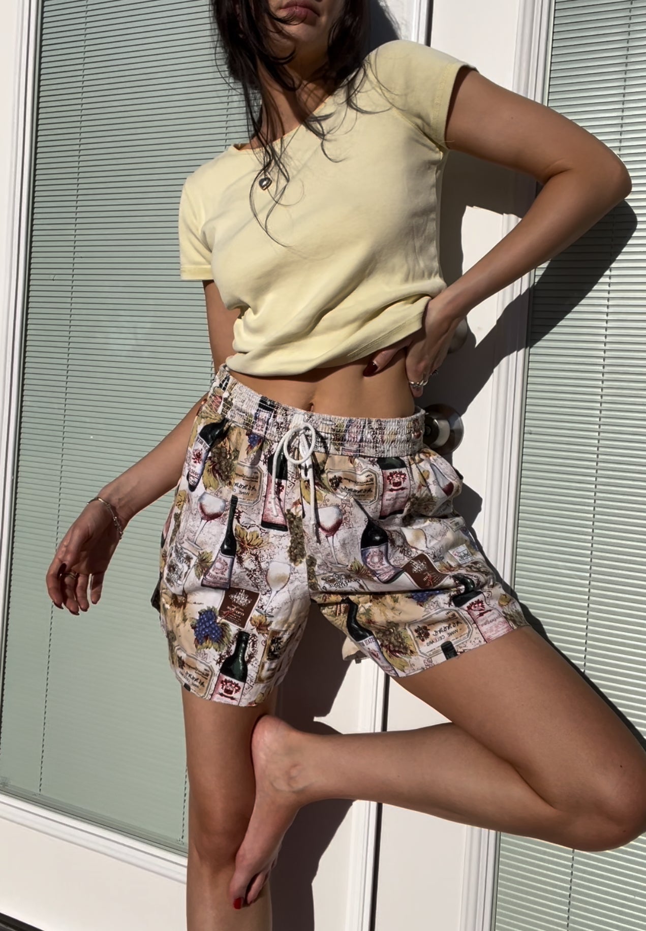 Wine Print Shorts