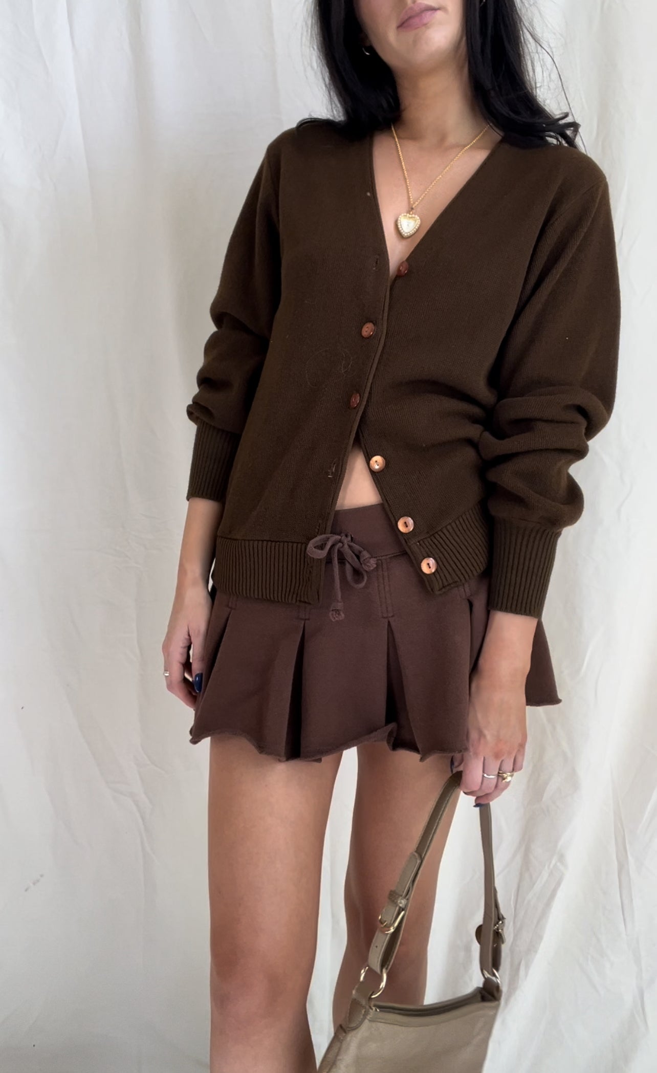 Y2k Brown Pleated Mini Skirt