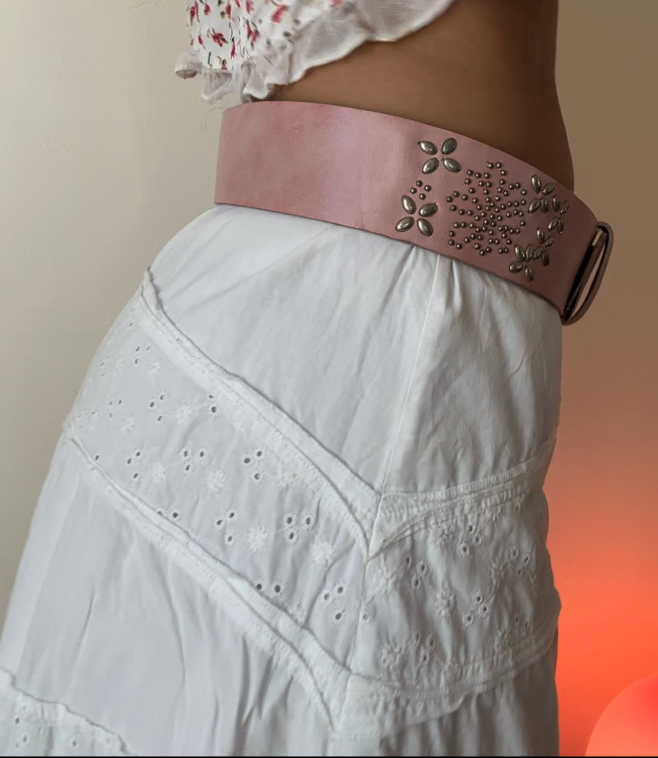 Vintage Pink Stud Belt