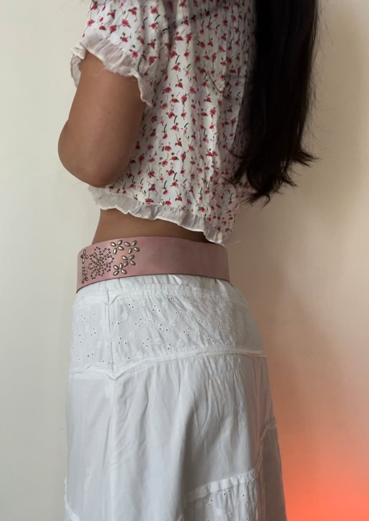 Vintage Pink Stud Belt