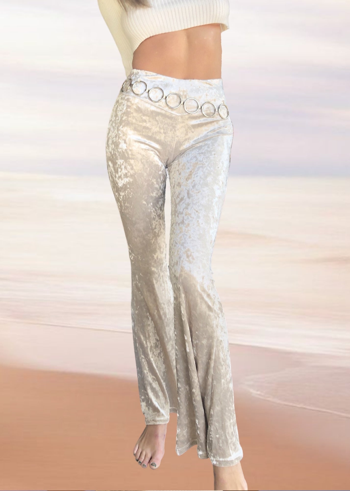 Crushed Velvet Flare Pants