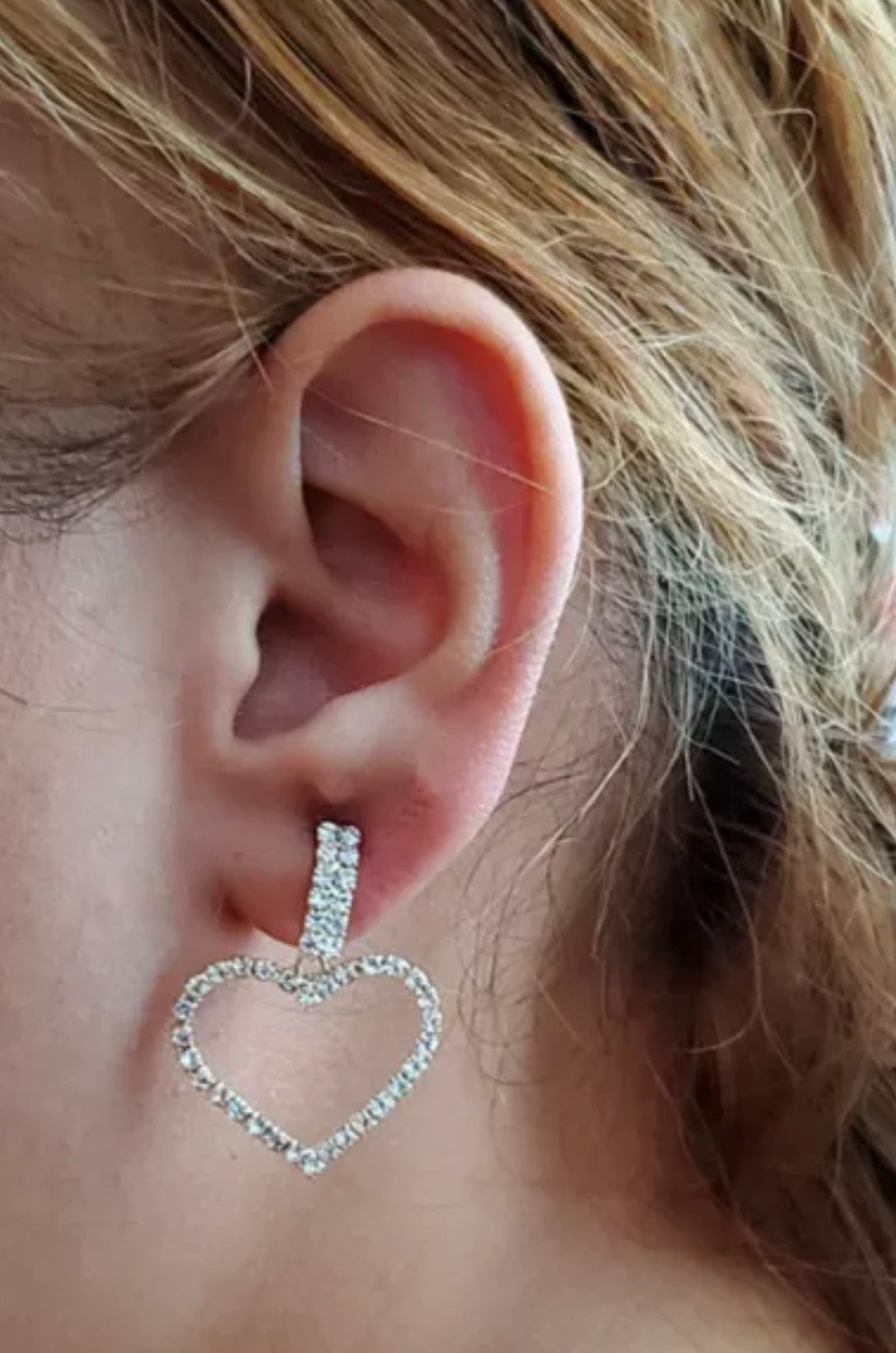 CZ Heart Drop Earrings