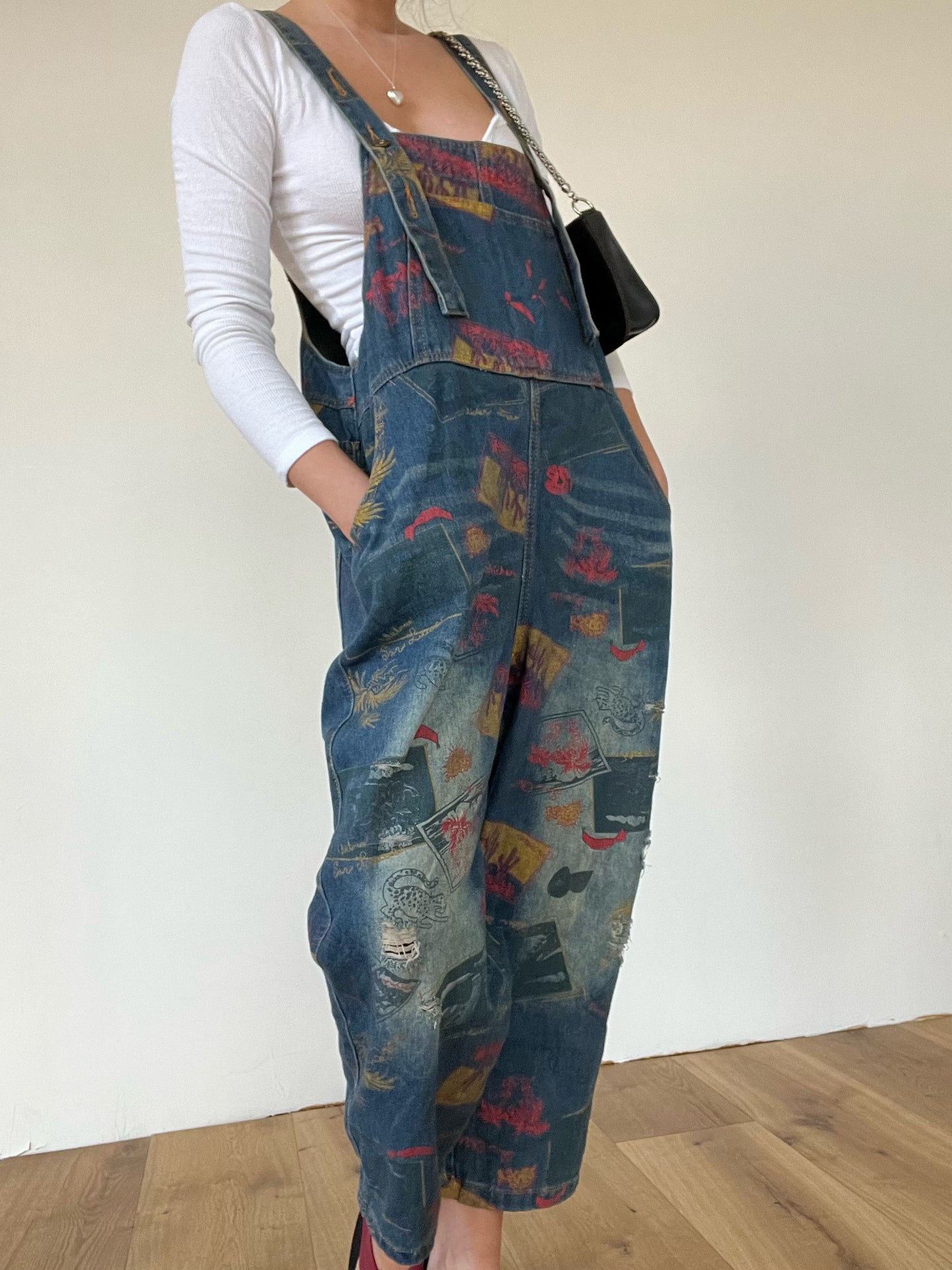 Southwest Print Baggy Overalls
