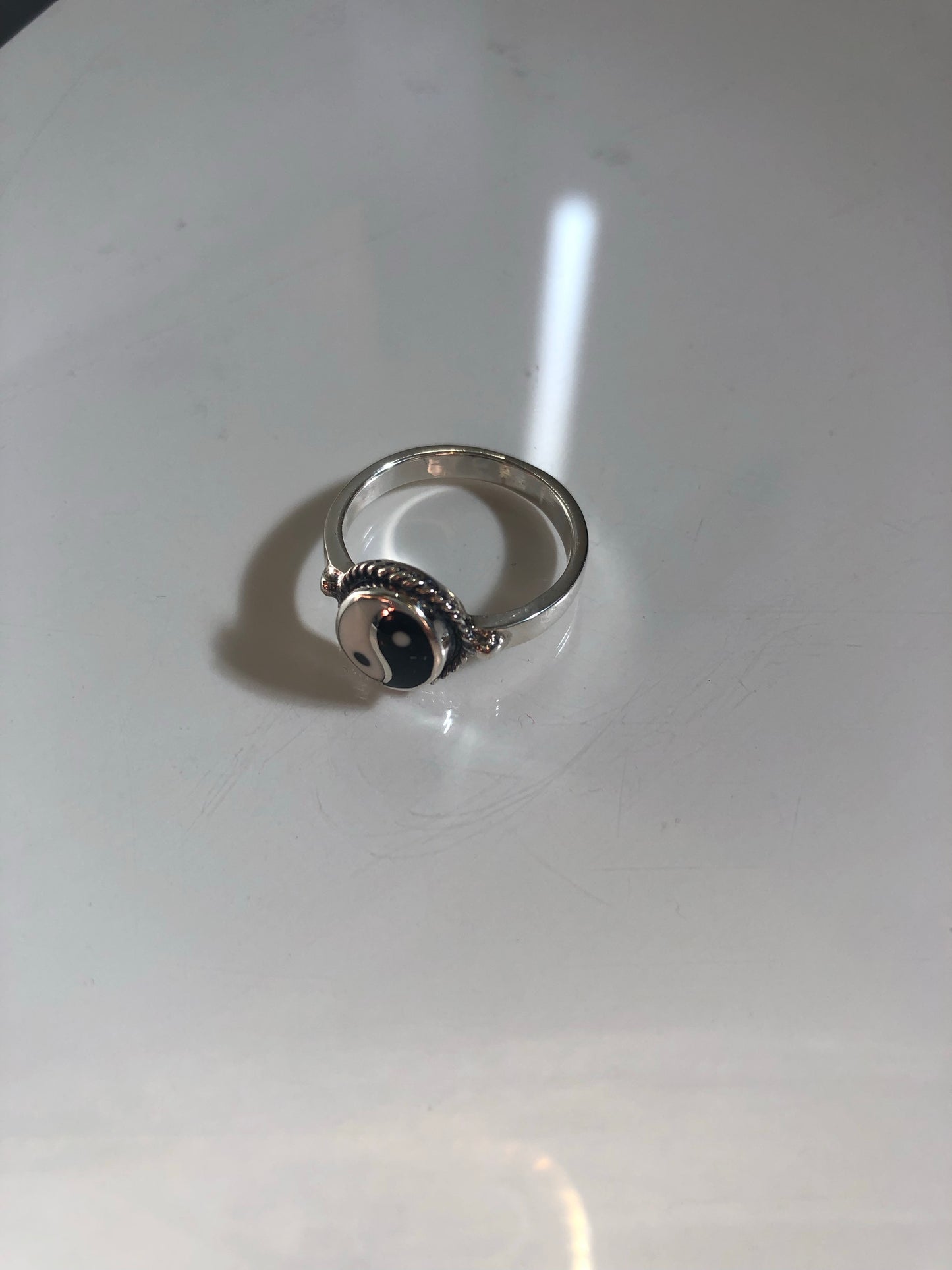 Sterling Silver Yin Yang Circle Ring