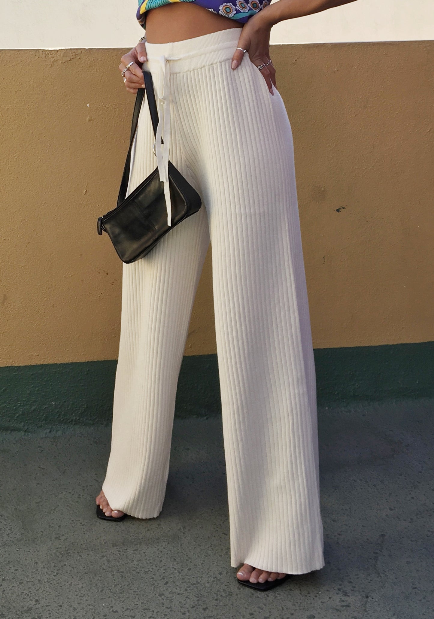 Ivory Ribbed Pants