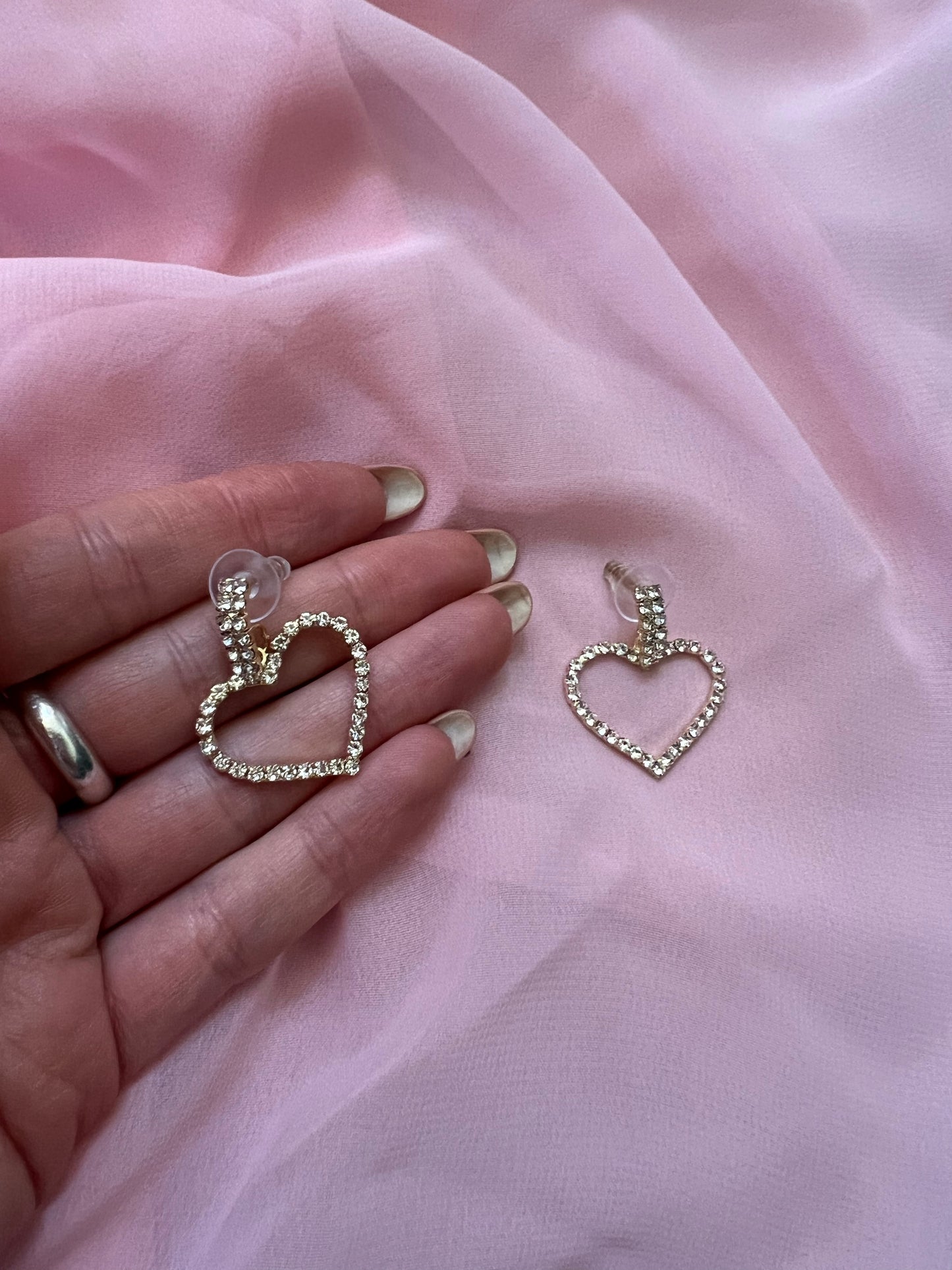 CZ Heart Drop Earrings