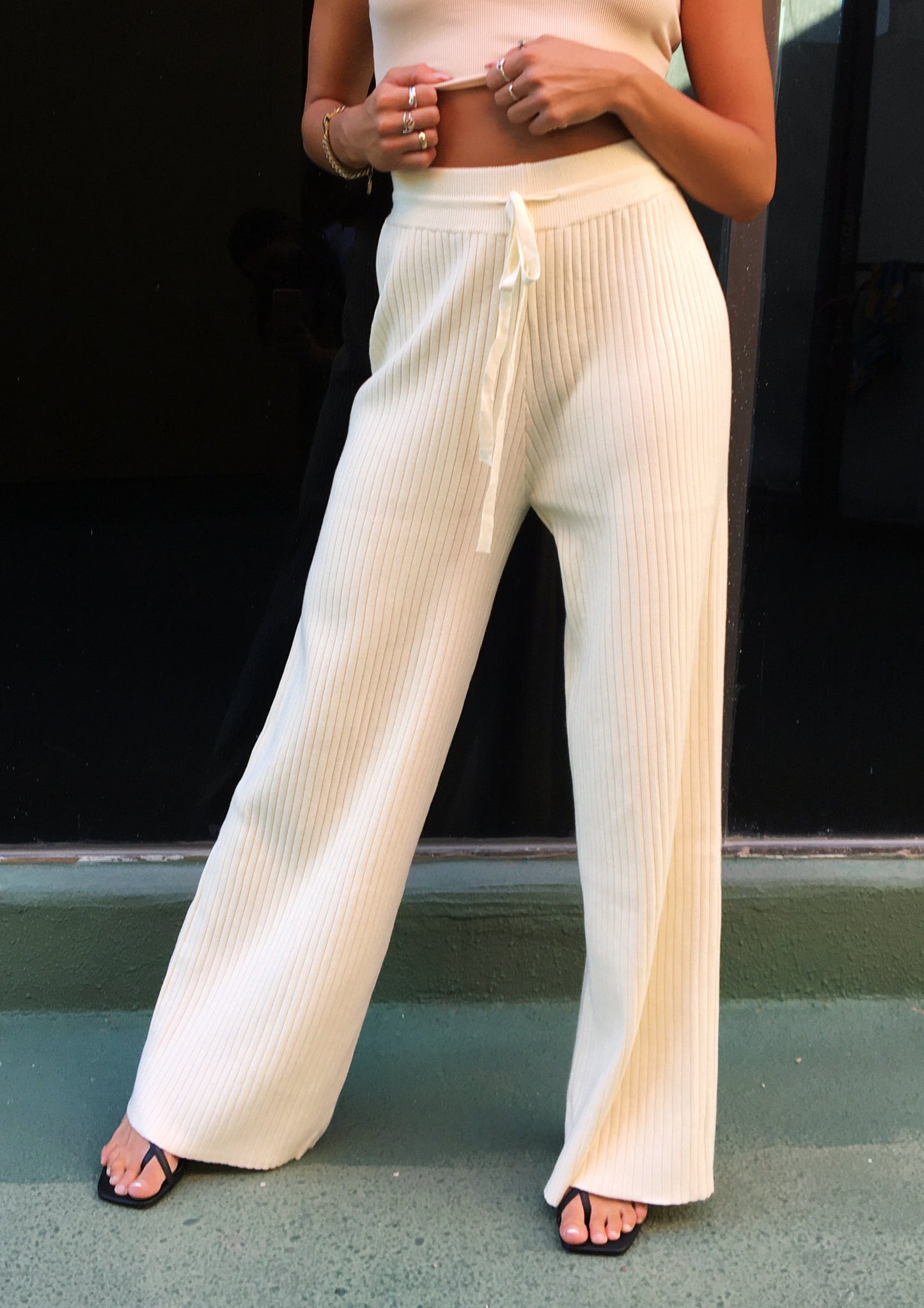 Ivory Ribbed Pants