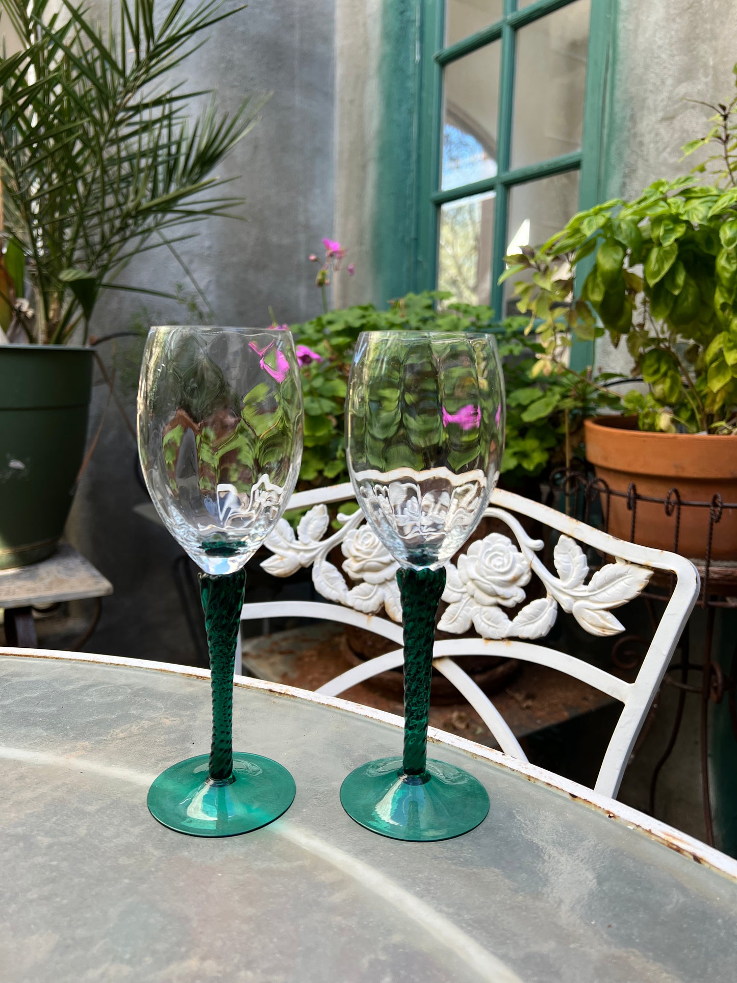 Twisted Rose Bud Wine Glasses