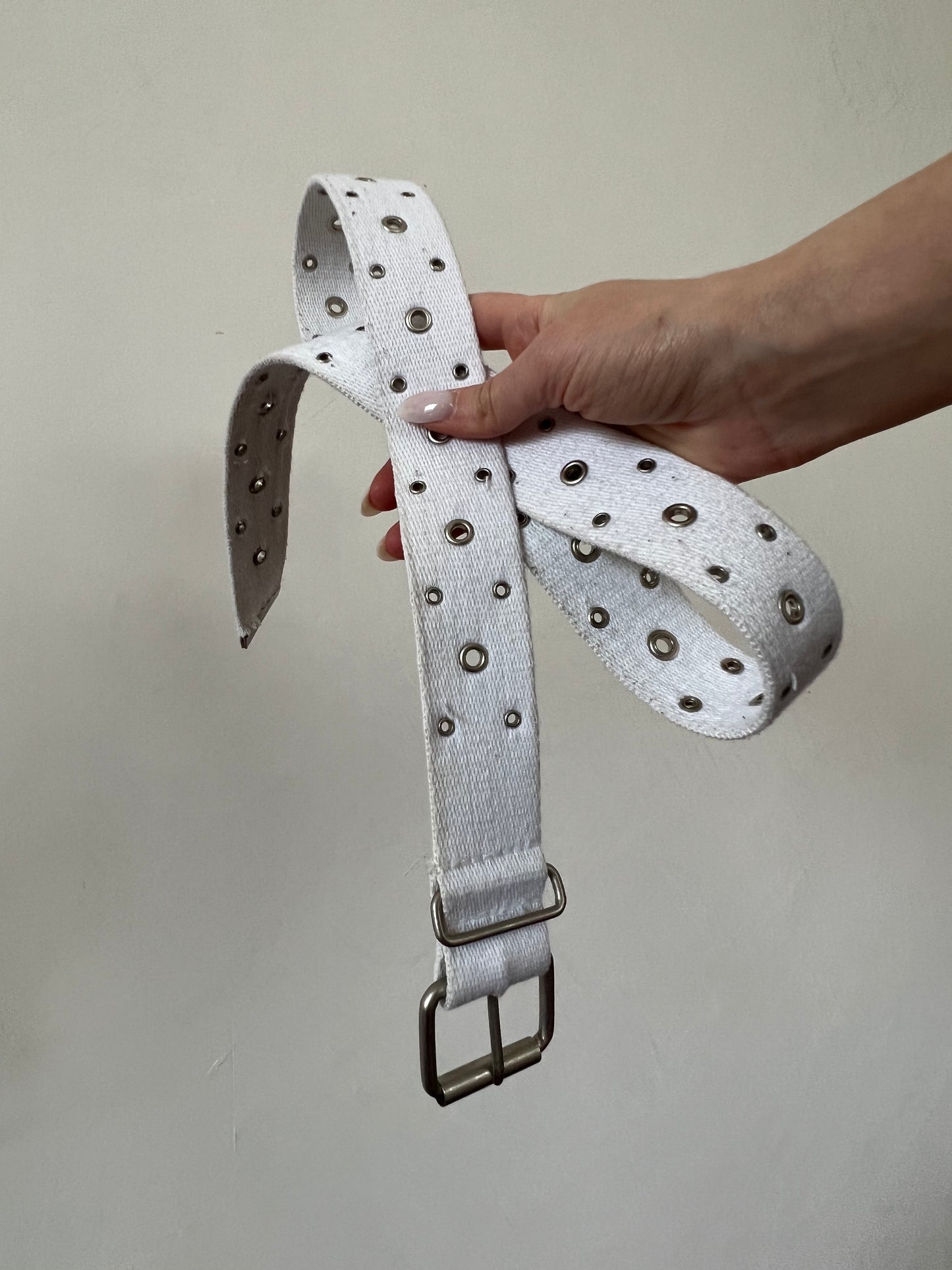 Y2k White Rivet Belt