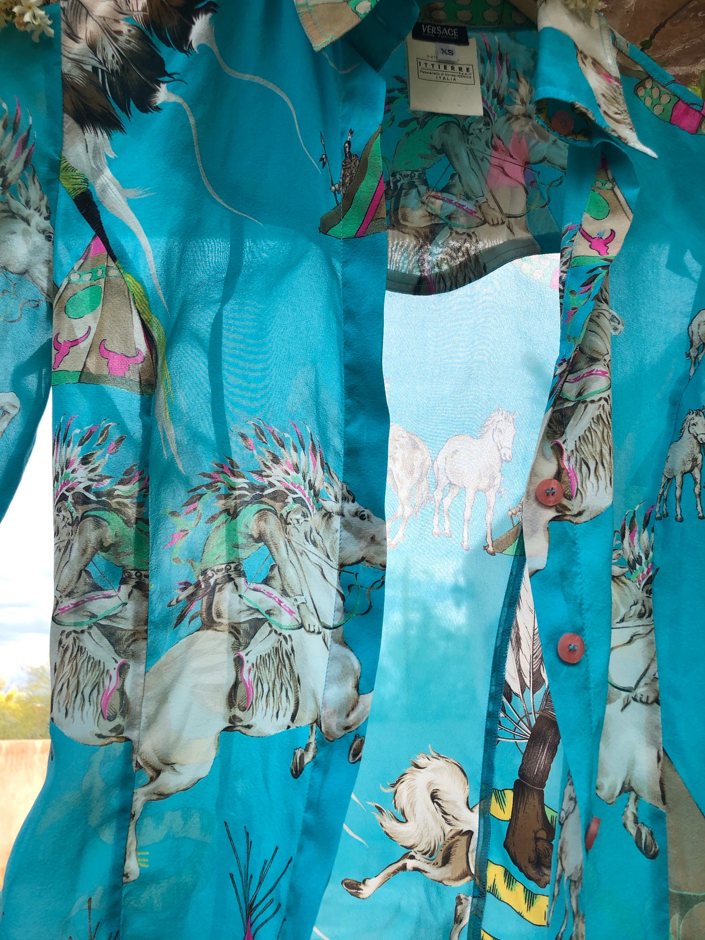 Vintage Versace Native Silk Blouse