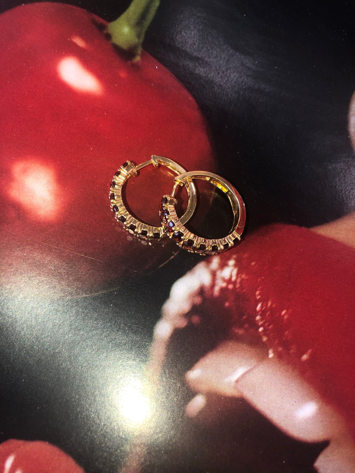 Gold Plated Ruby Hoops