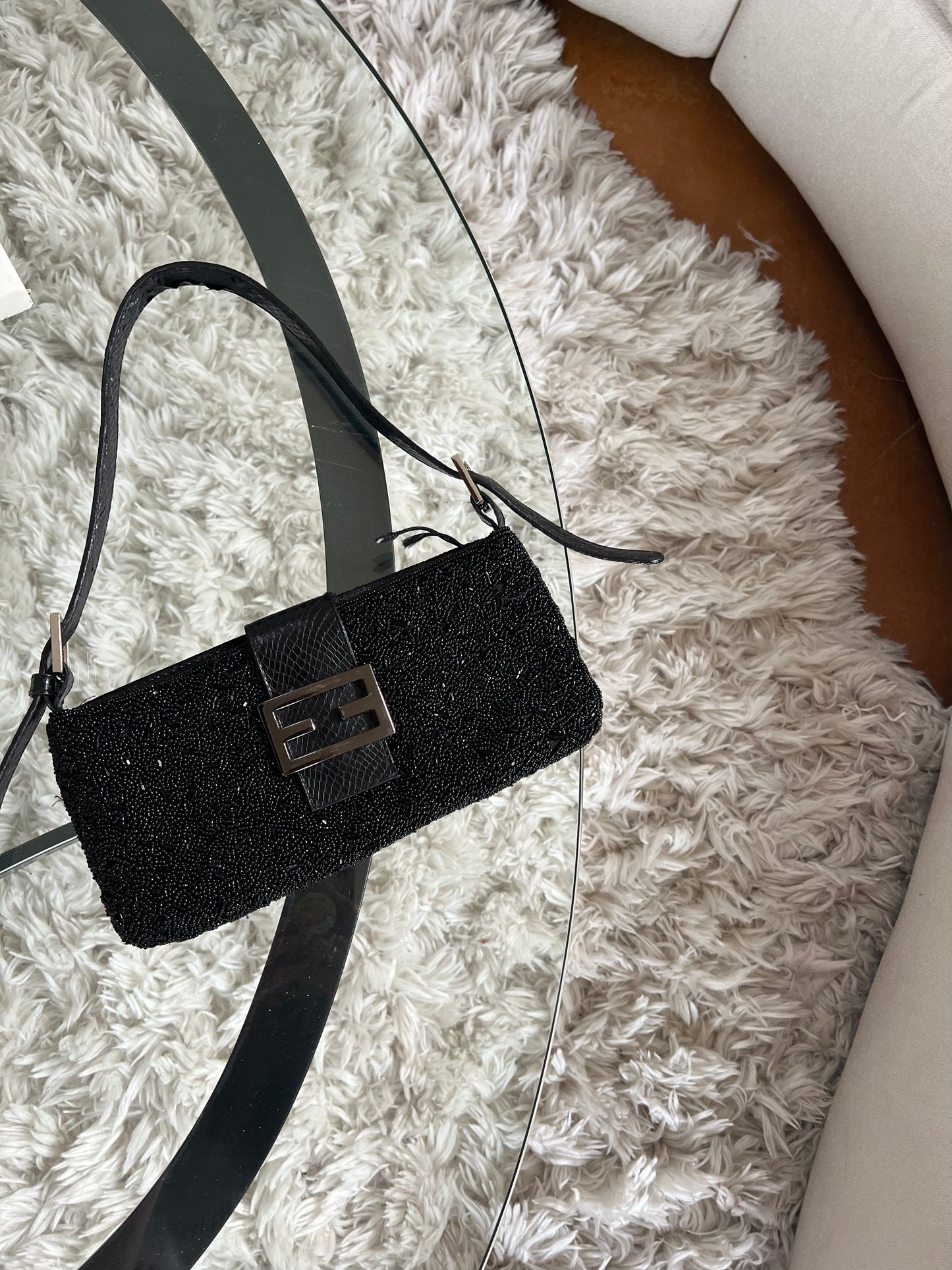 Black Beaded Vintage Purse