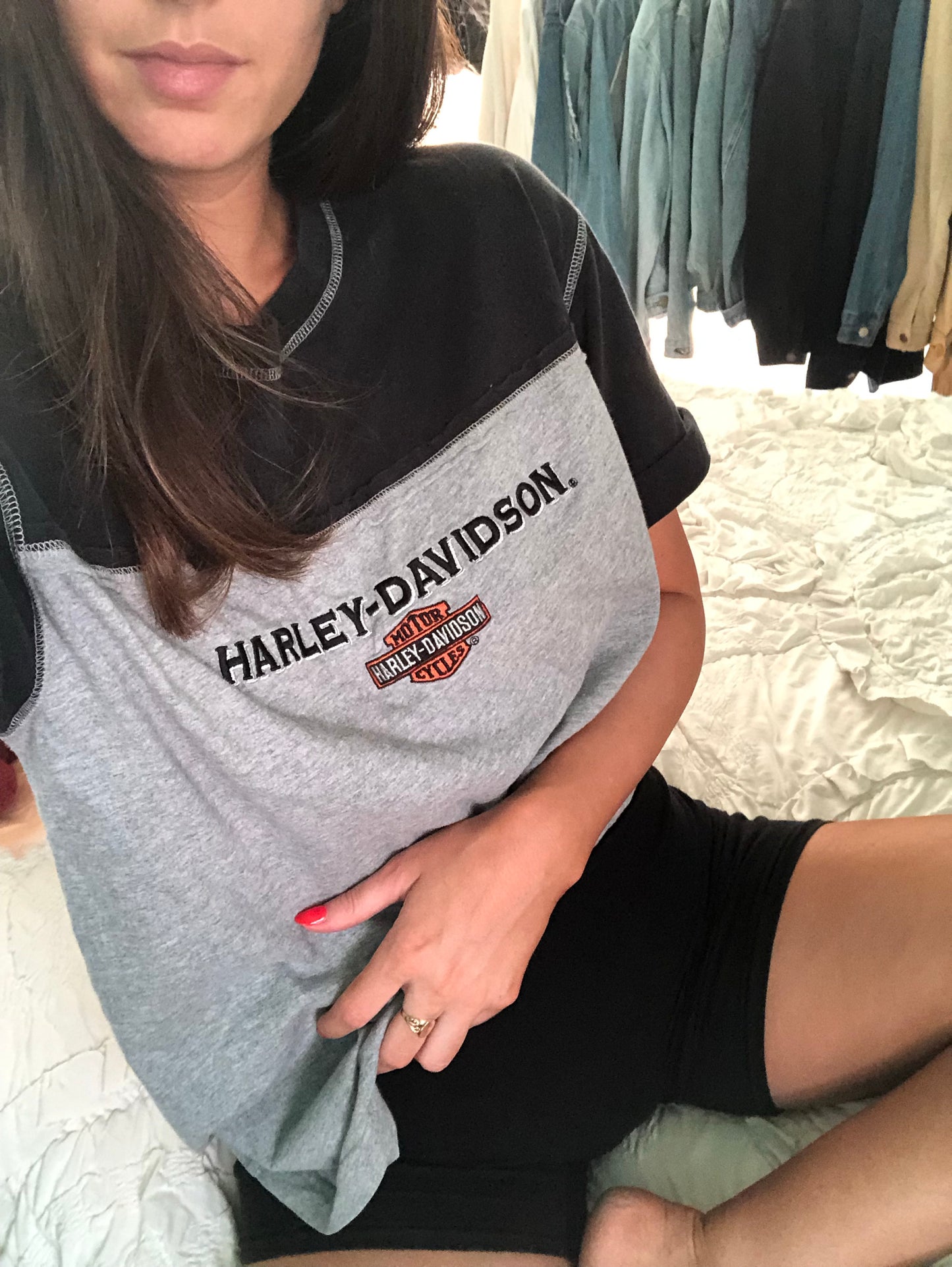 Embroidered Color Block Harley Tee