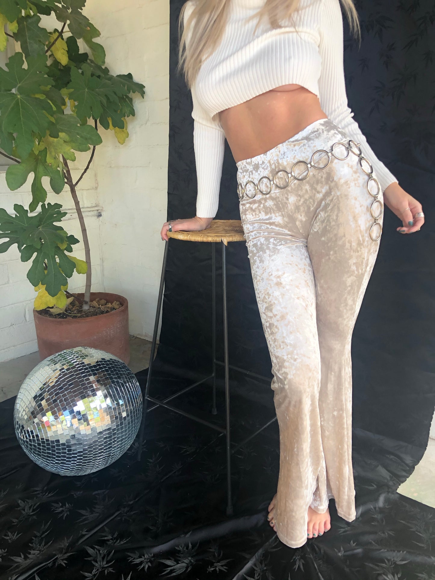 Crushed Velvet Flare Pants