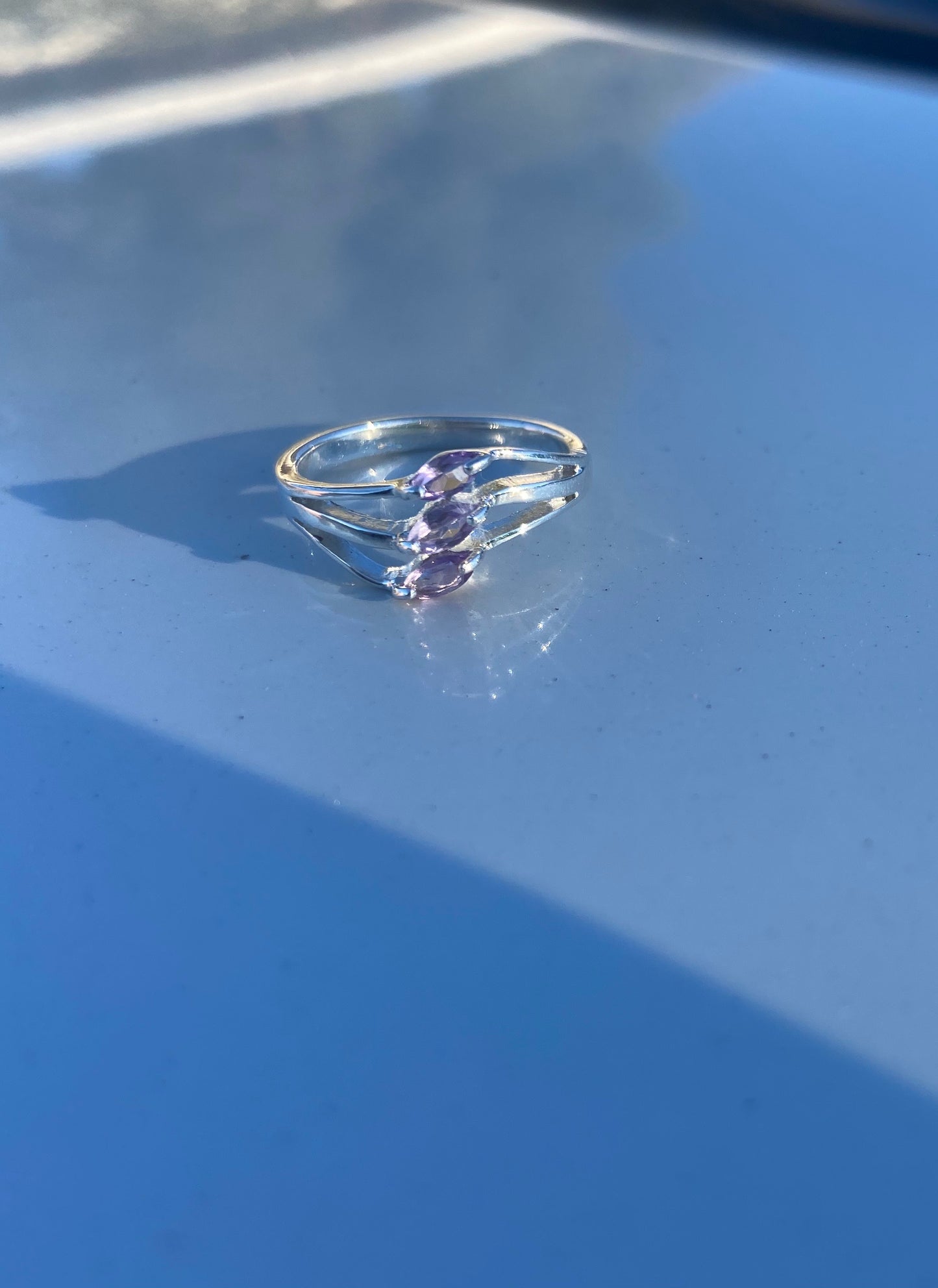 3 Stone Amethyst Ring