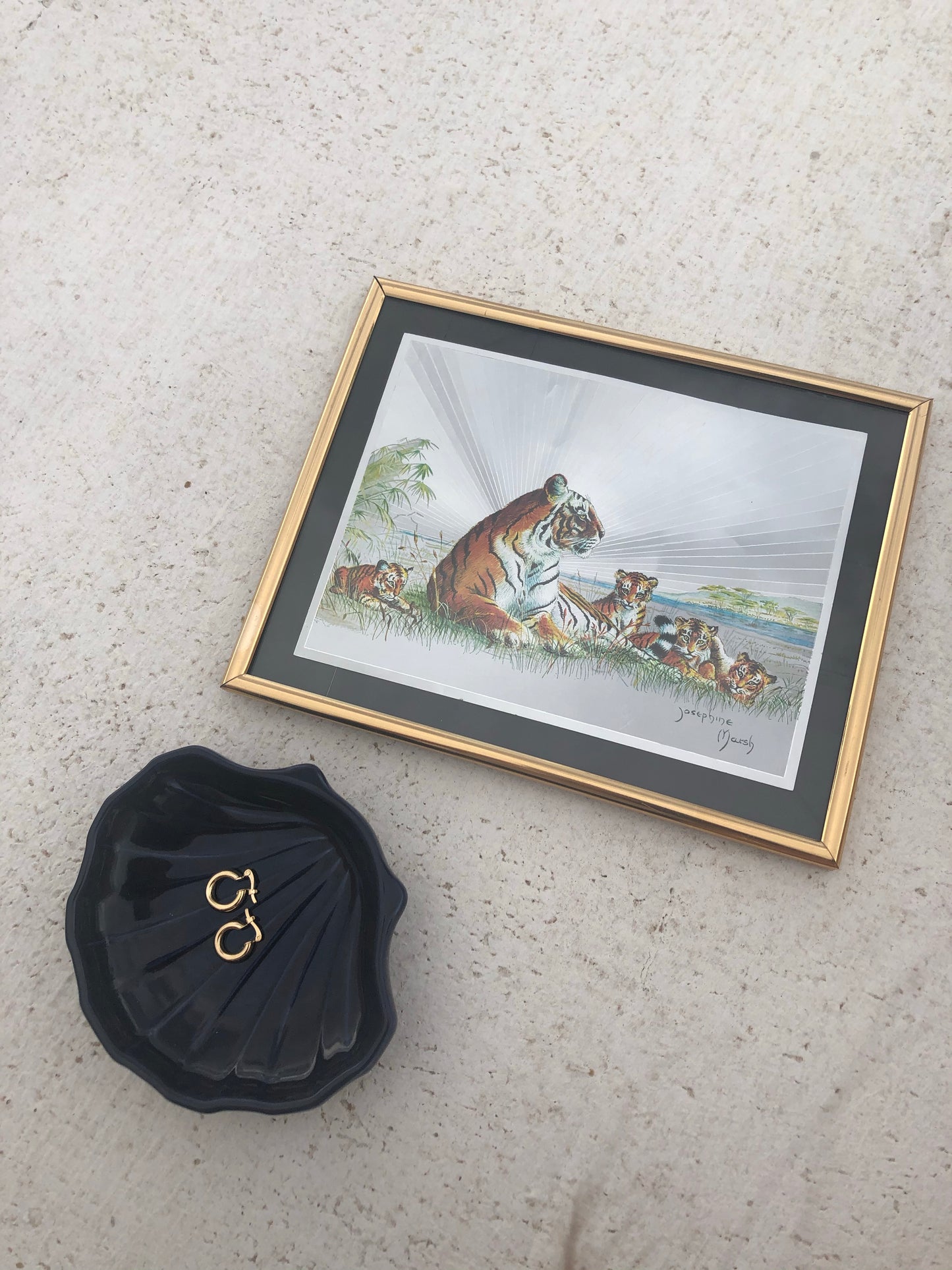 Vintage Framed Foil Tiger Print