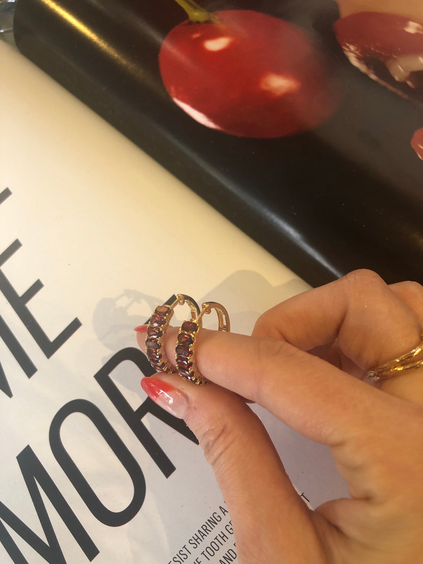 Gold Plated Ruby Hoops