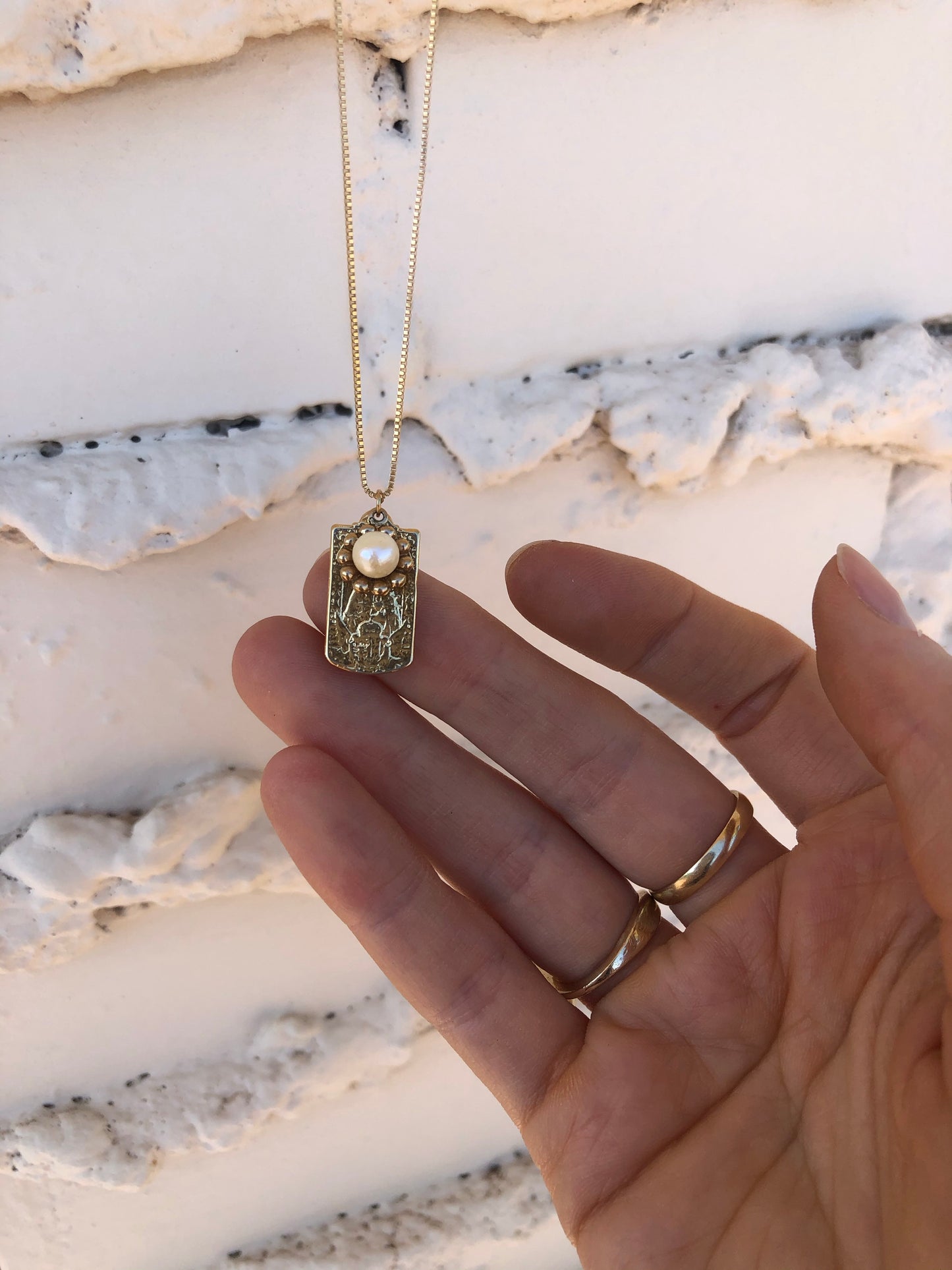 Gold Fill Pearl Tag Necklace
