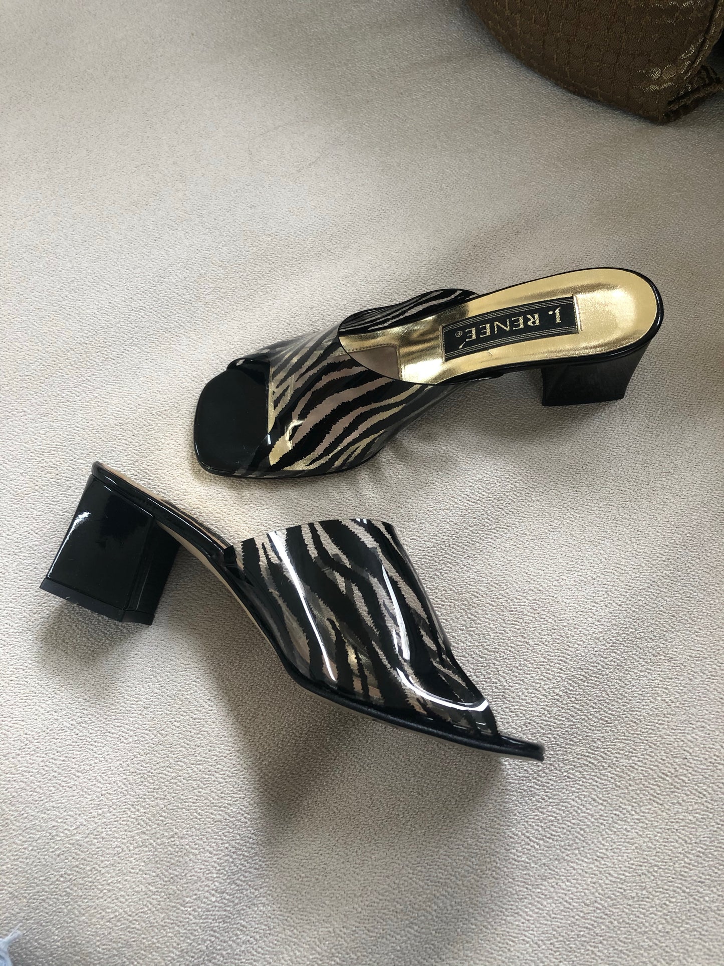 Plastic Strap Zebra Heels