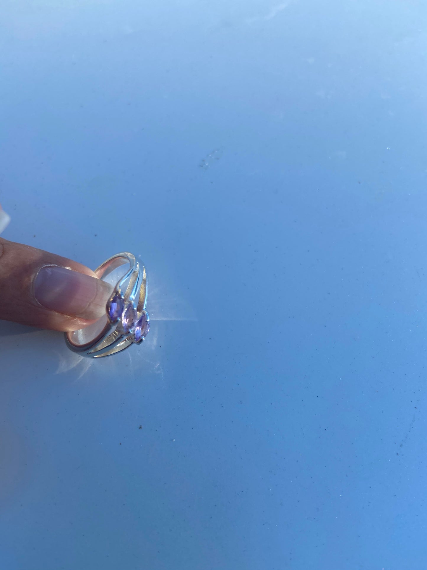 3 Stone Amethyst Ring