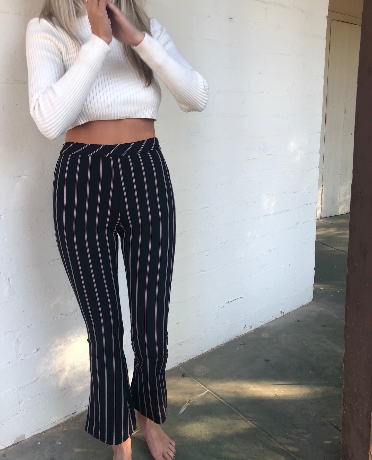 Pinstripe Cropped Trouser Pants