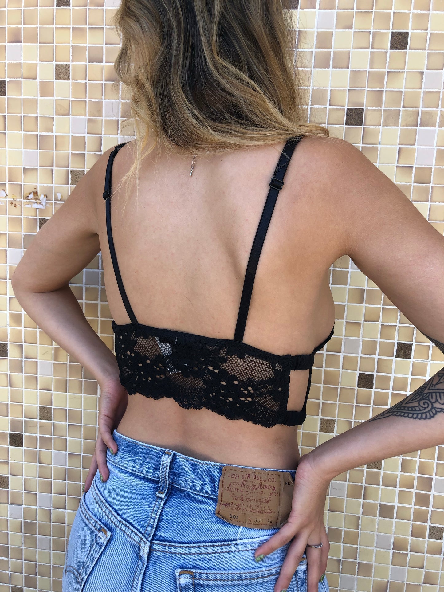 Black Lace Cage Crop