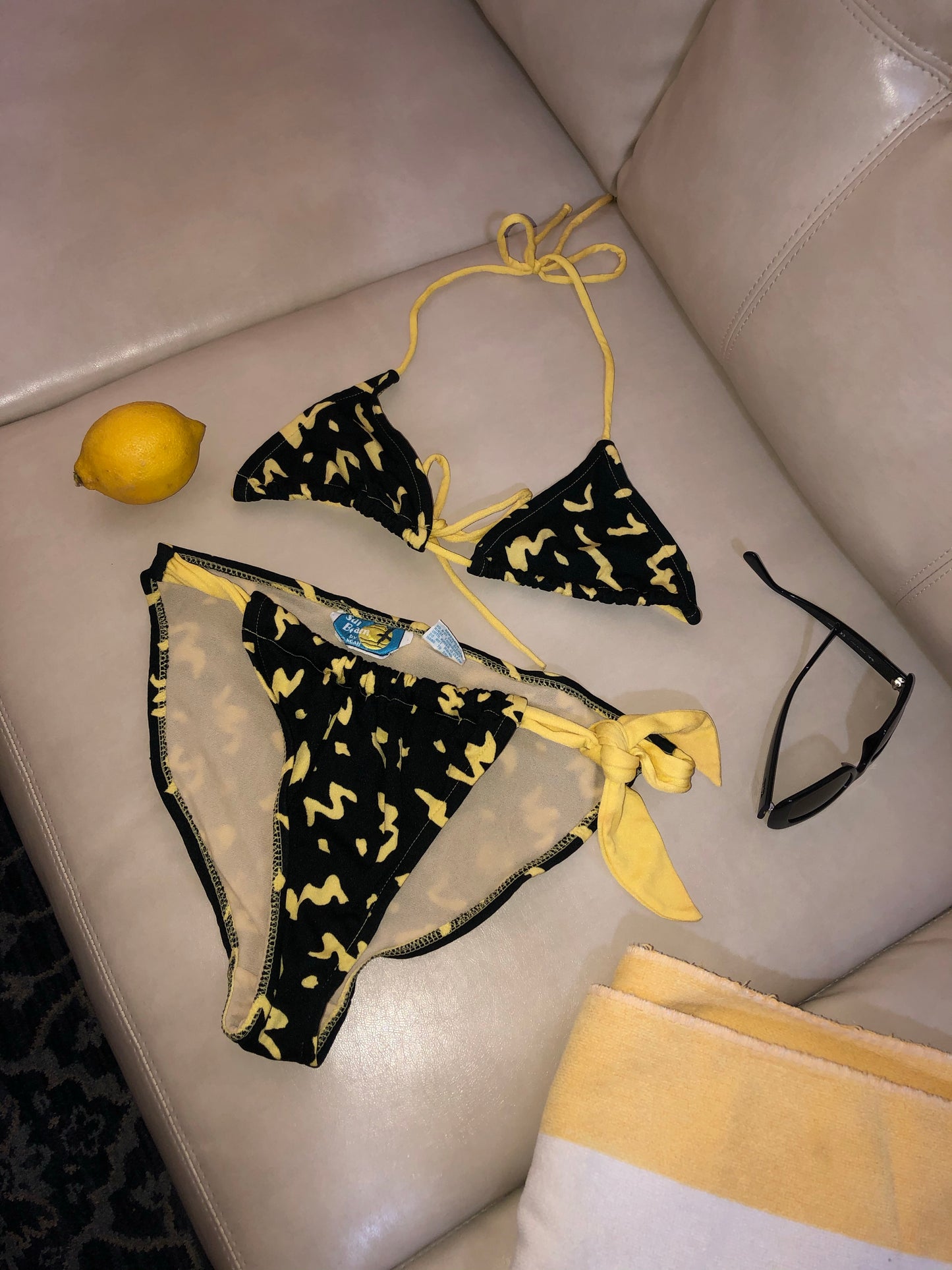Vintage Yellow & Blk Bikini