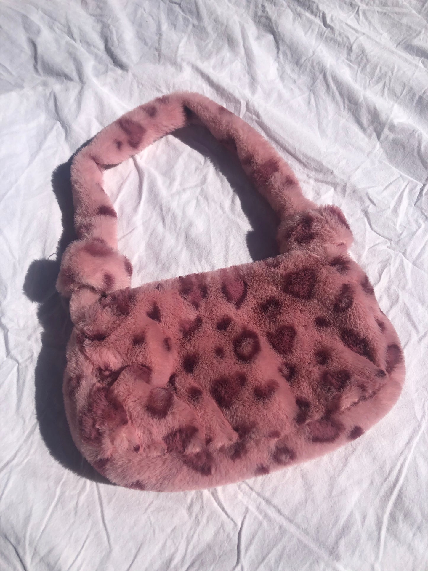 Fuzzy Pink Leopard Purse