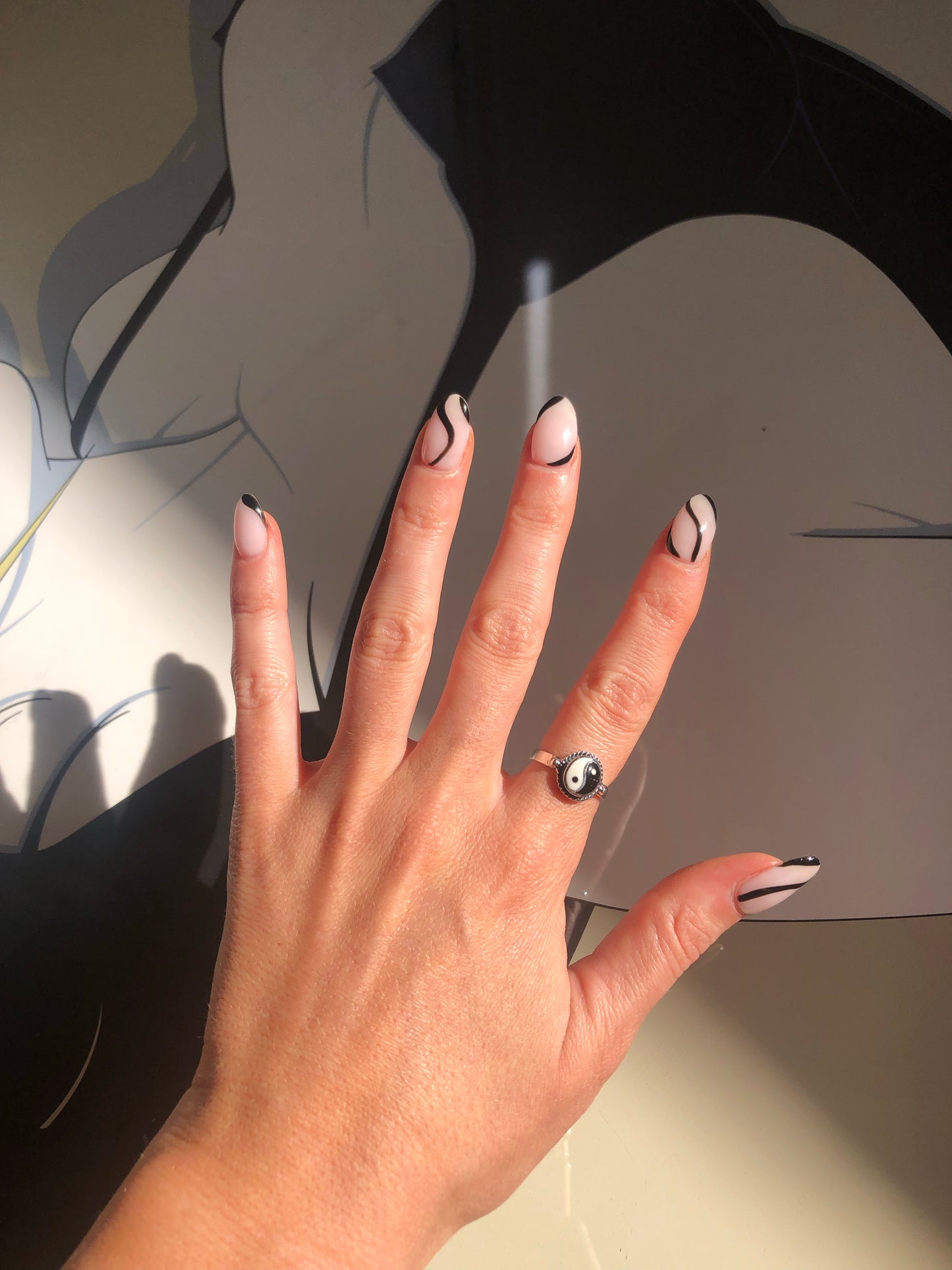 Sterling Silver Yin Yang Circle Ring