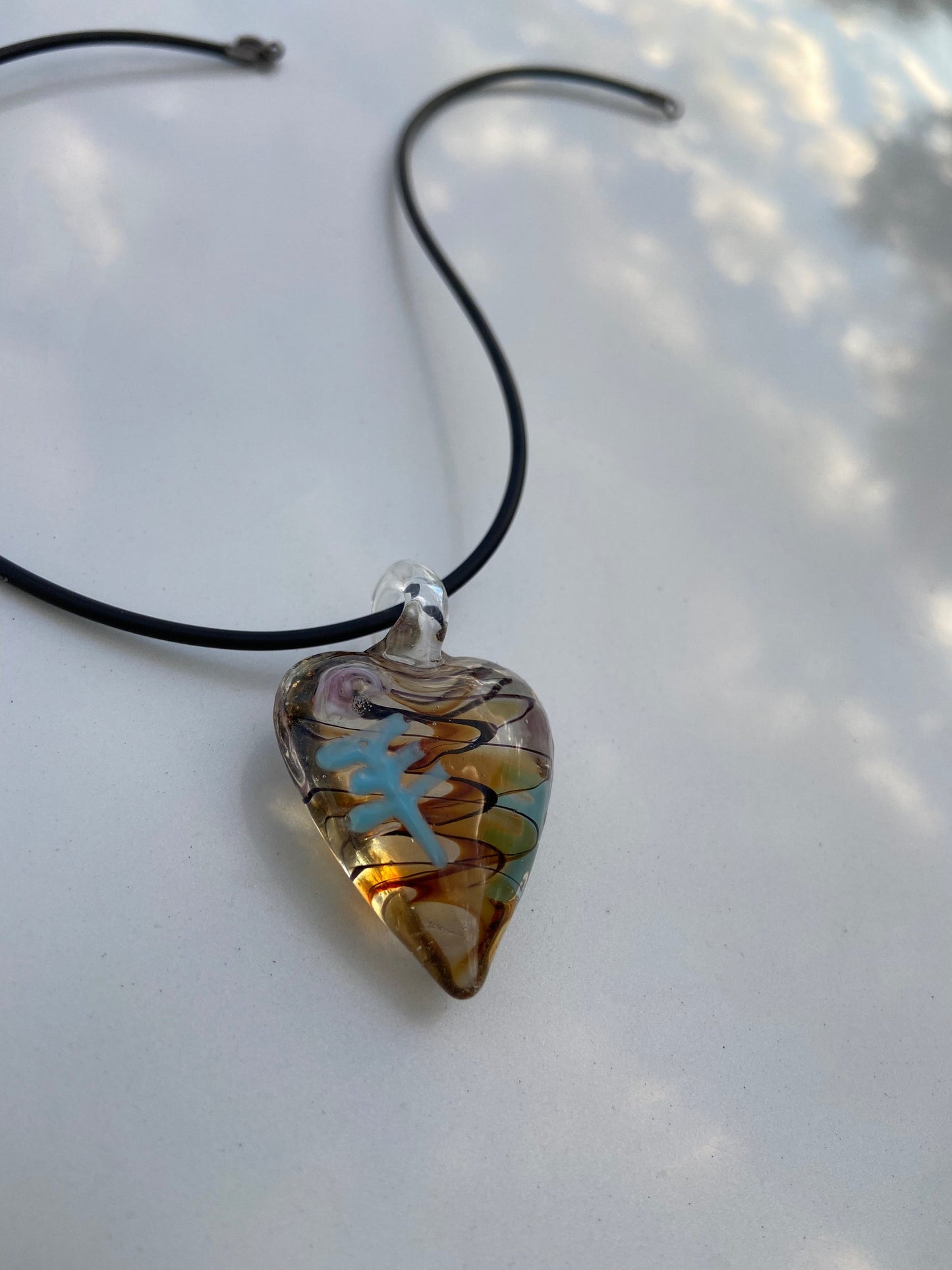 Glass Heart Pendant Necklace